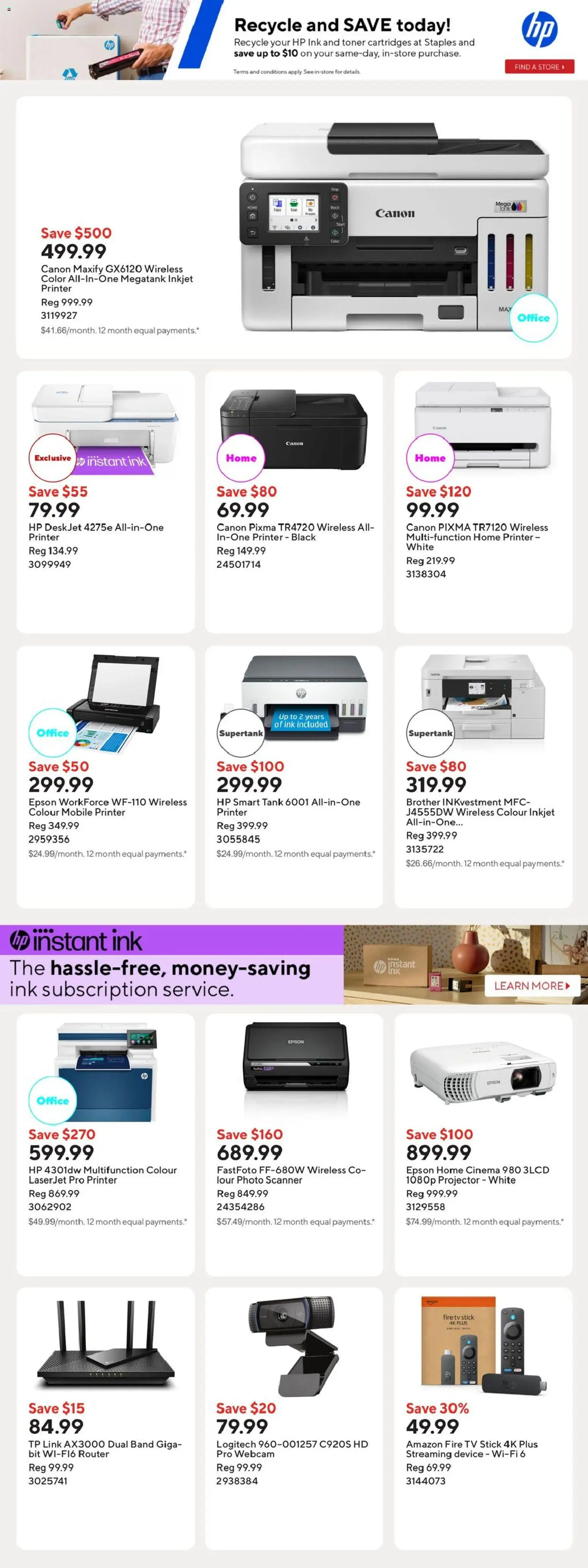 Staples flyer valid from 29.05.2026 | Page: 9 | Products: Printer, Tv, Toner