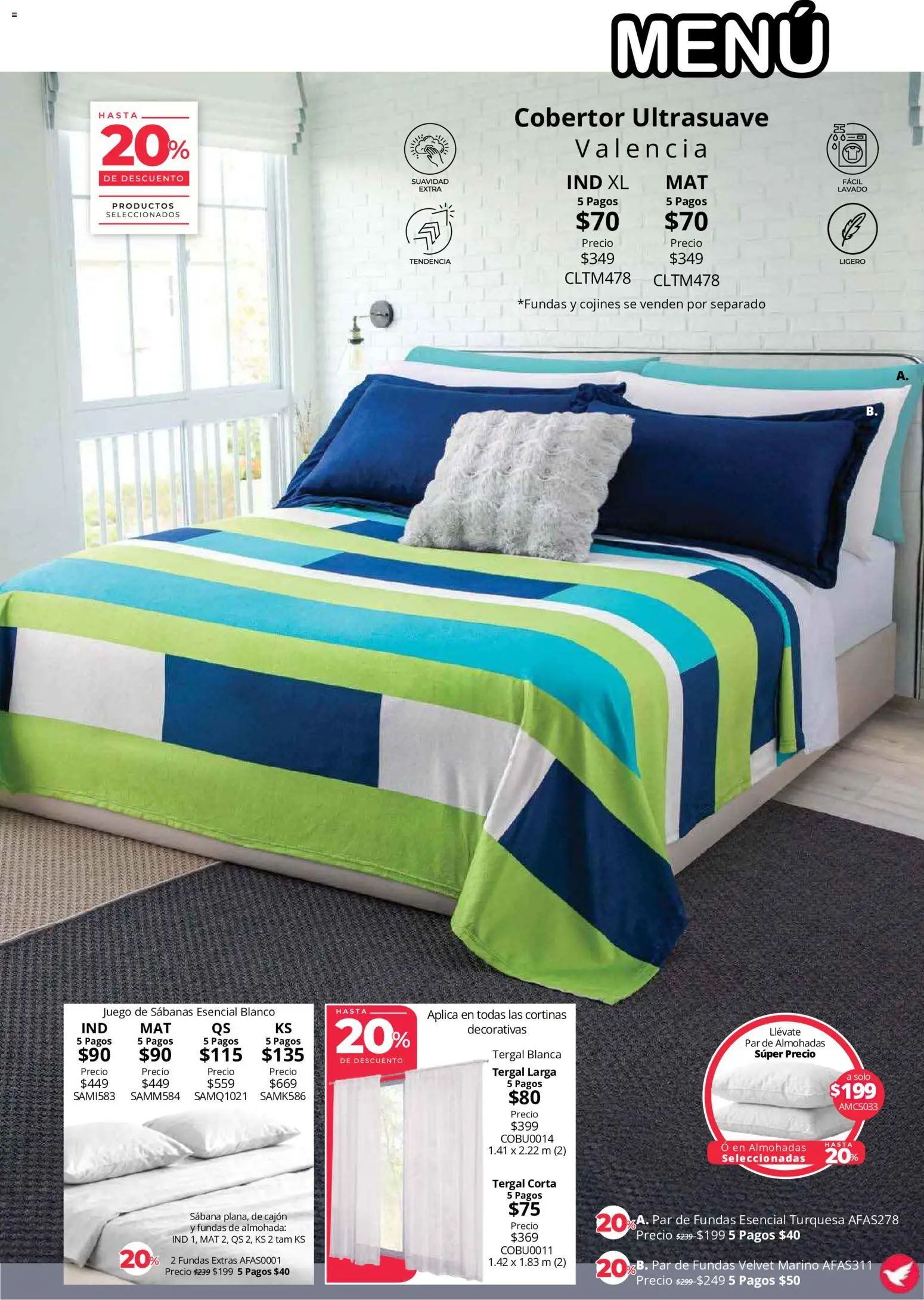 Nuevas ofertas de Colchas Concord válidas en toda la República Mexicana desde el 01/08/2026. ¡Encuentra las mejores ofertas en Colchas Concord catálogo Colección Cobertor! | Página: 104 | Productos: Cobertor, Juego, Sabanas, Cortinas