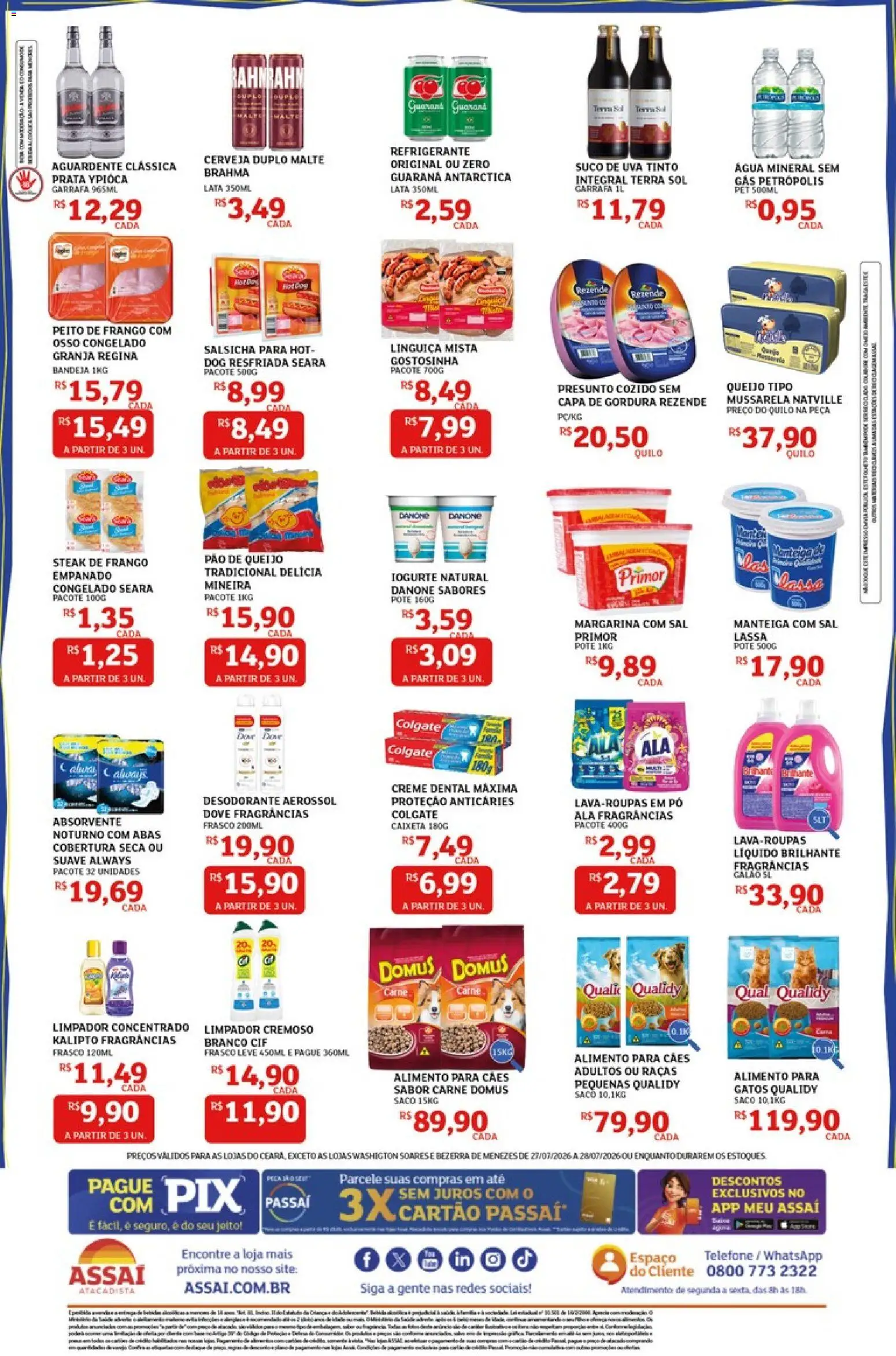 Assaí Atacadista Folheto - válido de 27/07/2026 | Página: 2 | Produtos: Linguiça, Pão, Suco, Creme dental