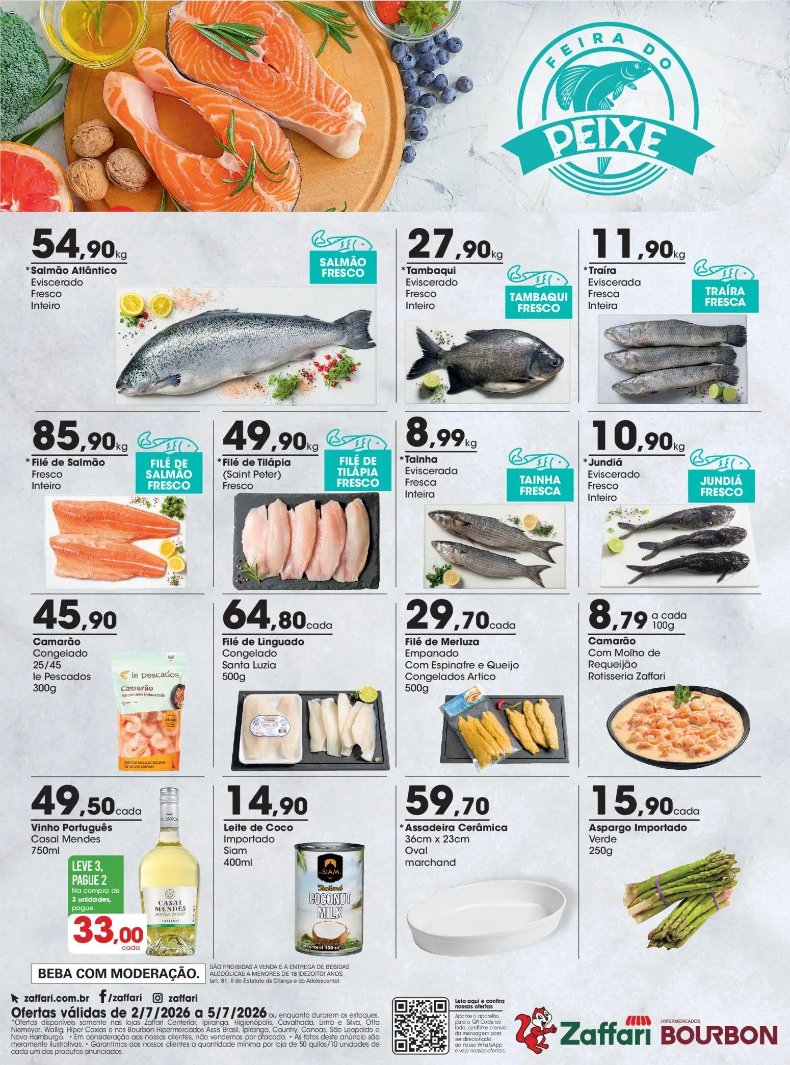 Zaffari Folheto - válido de 02/07/2026 | Página: 1 | Produtos: Salmão, Camarão, Tilápia, Peixe