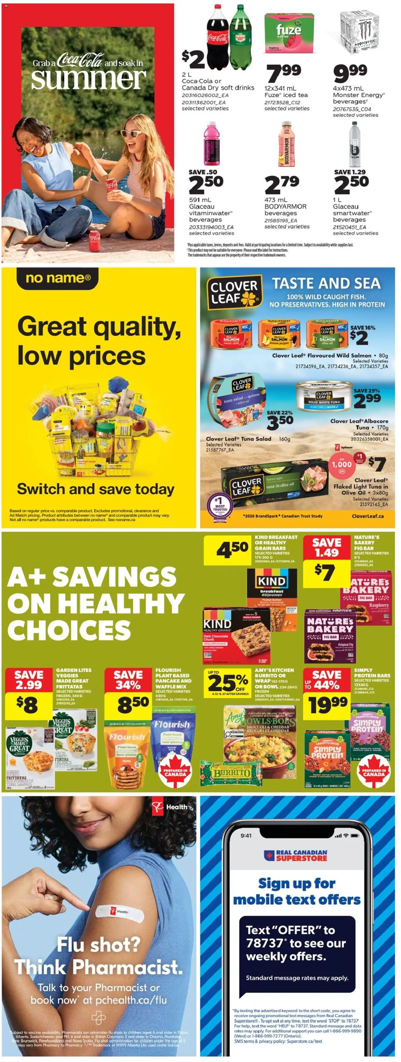 Real Canadian Superstore flyer valid from Aug 13, 2026 | Page: 38 | Products: Iced tea, Water, Salmon, Quinoa