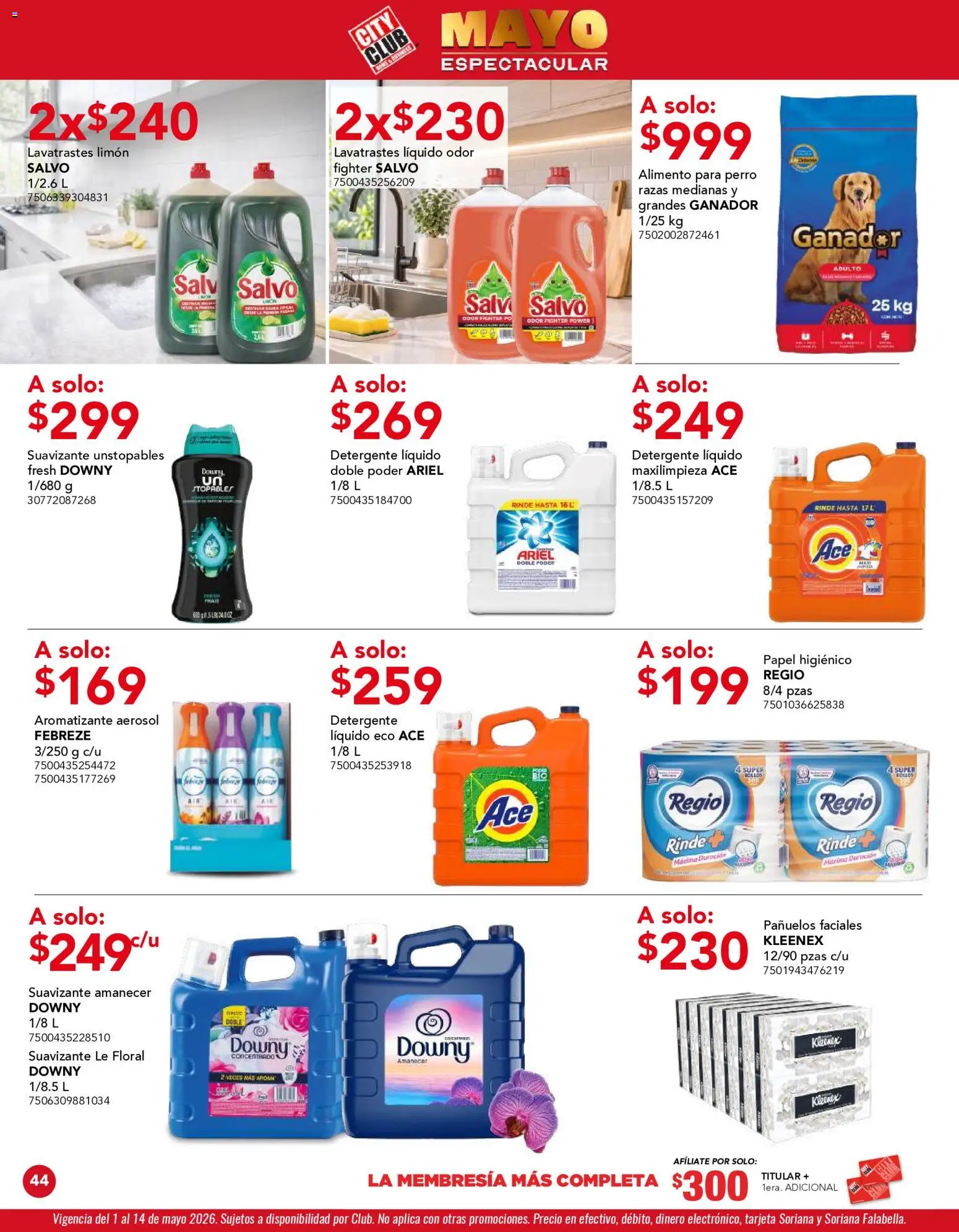 Nuevas ofertas de City Club válidas en toda la República Mexicana desde el 01.05.2026. ¡Encuentra las mejores ofertas en City Club catálogo! | Página: 44 | Productos: Detergente, Limón, Suavizante, Papel higiénico