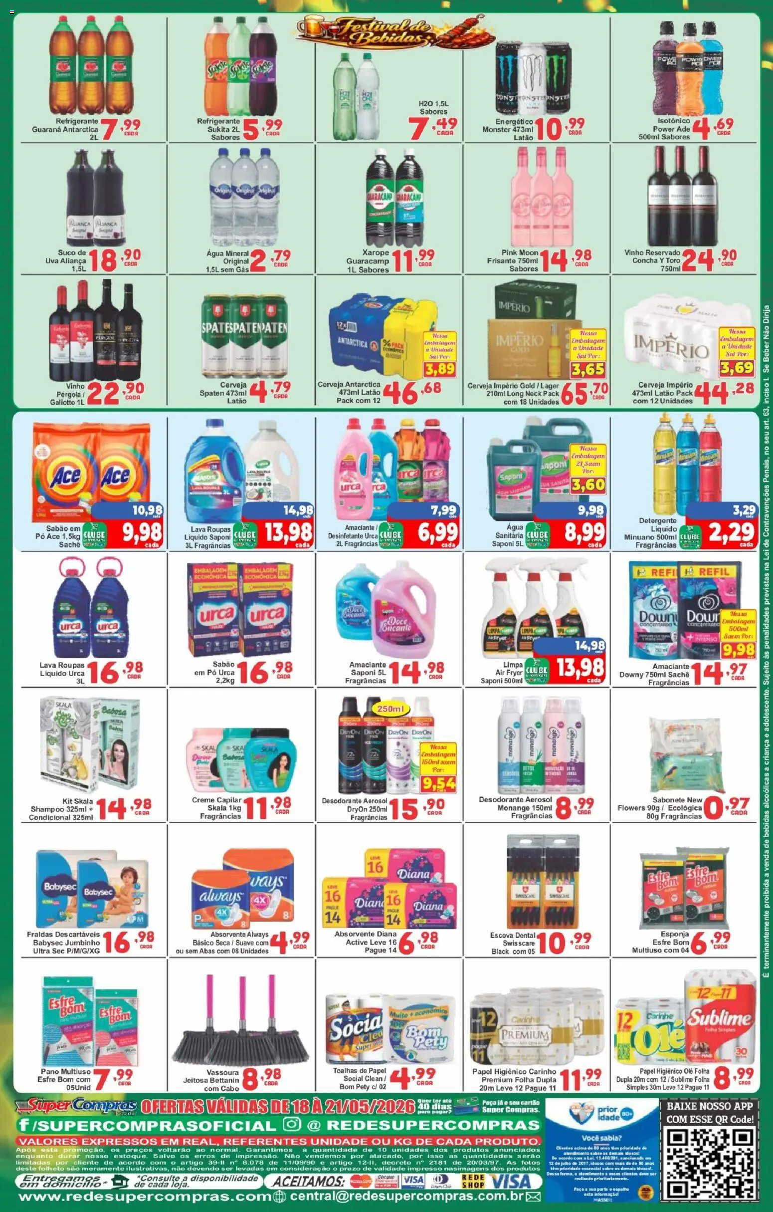 Rede Super Compras Folheto - válido de 18.05.2026 | Página: 4 | Produtos: Energético, Sabonete, Refrigerante, Amaciante