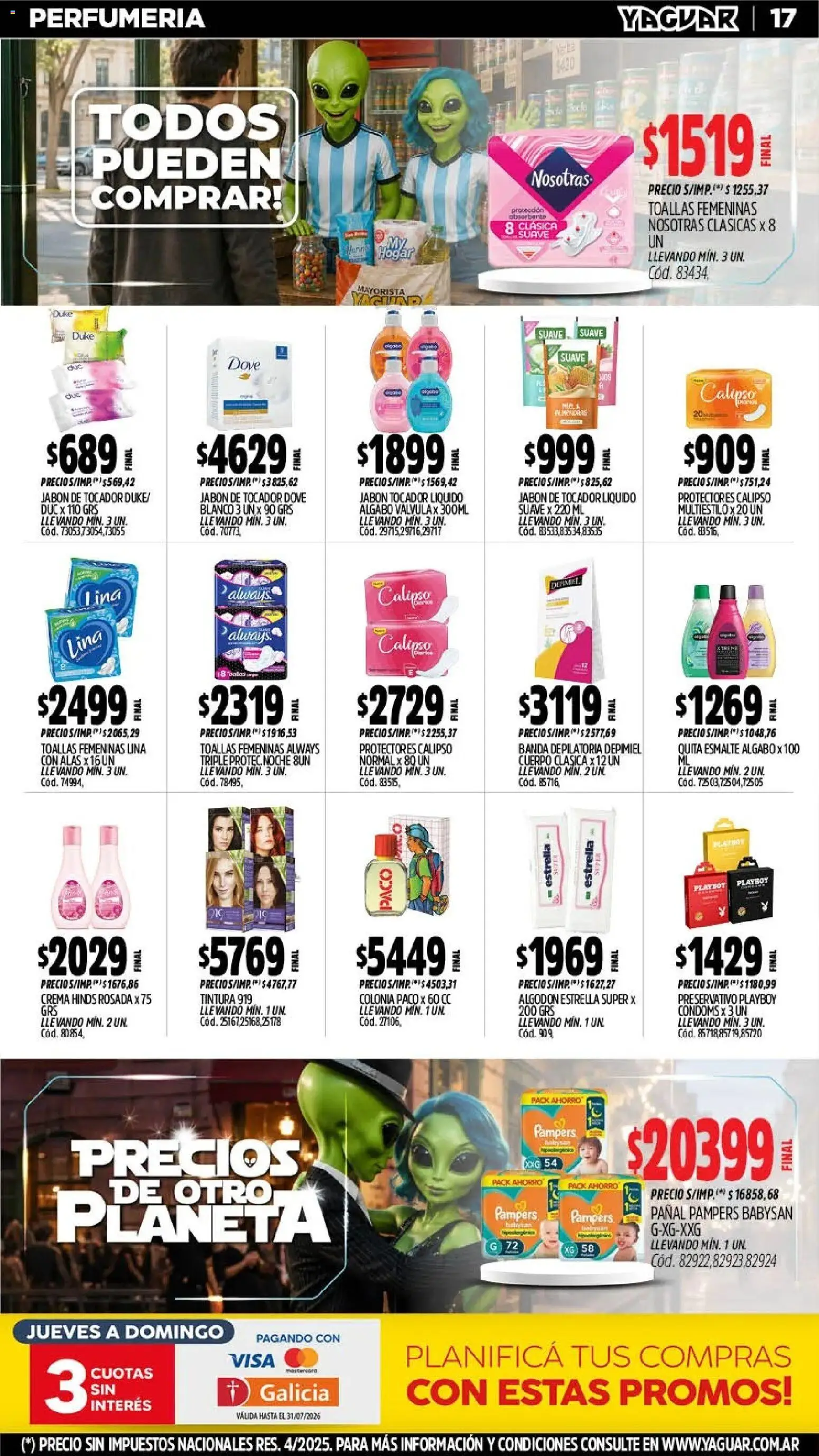Yaguar - Oferta Semanal Salta │ válido desde el 13/07/2026 | Página: 19 | Productos: Algodón, Toallas, Jabón, Crema
