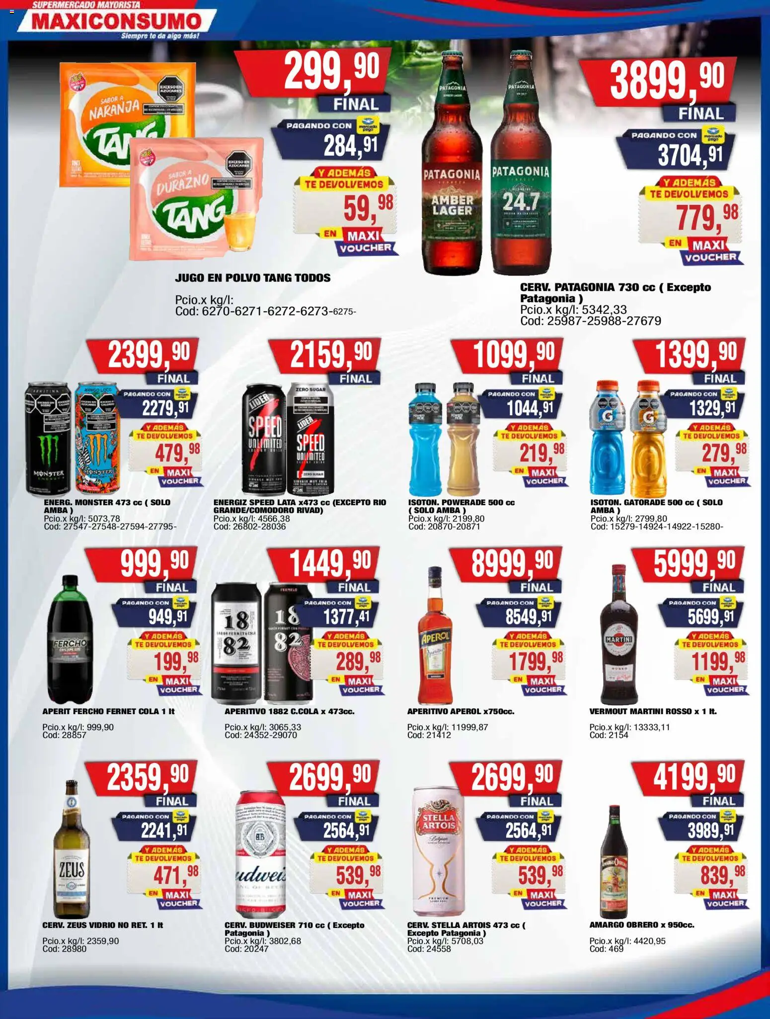 Maxiconsumo ofertas │ válido desde el 31/08/2026 | Página: 19 | Productos: Aperol, Bebida energética, Durazno, Cerveza