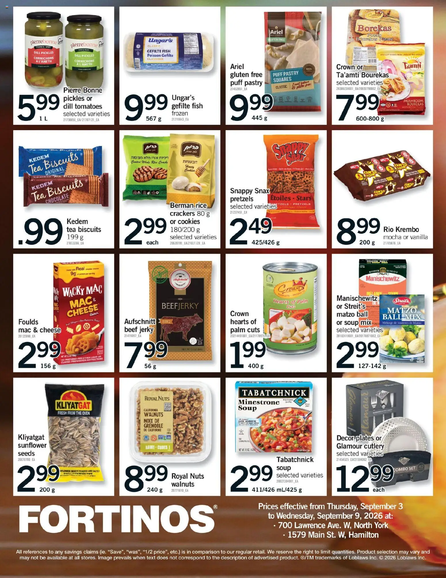 Fortinos flyer valid from Sep 3, 2026 | Page: 31 | Products: Walnuts, Oven, Vanilla, Tomatoes