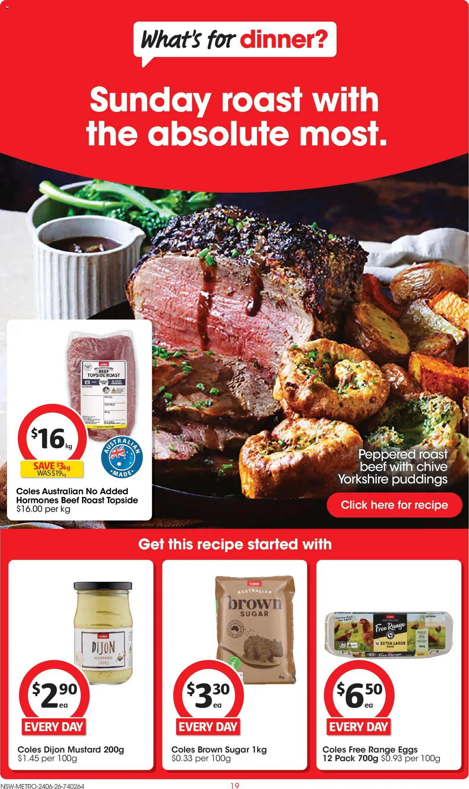 Coles catalogue - valid from 24/06/2026 | Page: 19 | Products: Eggs, Mustard, Beef, Sugar