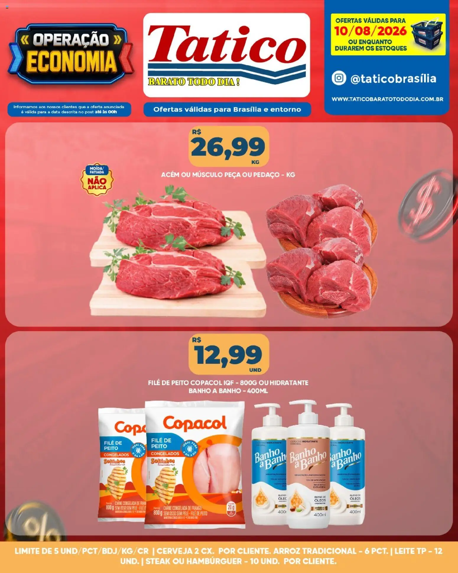Tatico Folheto - válido de 10/08/2026 | Página: 11 | Produtos: Steak, Leite, Cerveja, Arroz