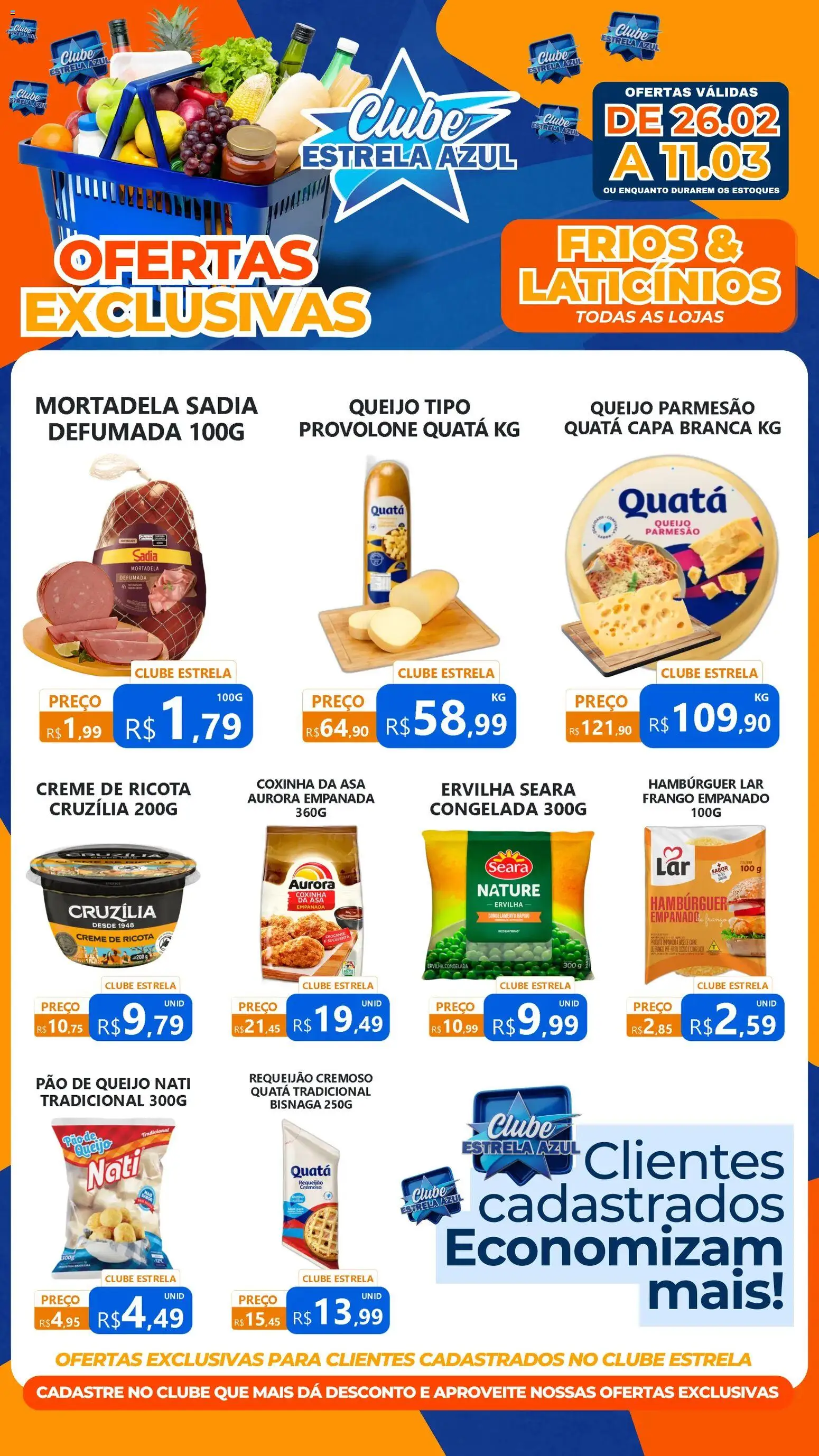 Estrela Azul Folheto - válido de 26.02.2026 | Página: 3 | Produtos: Parmesão, Ricota, Queijo parmesão, Requeijão