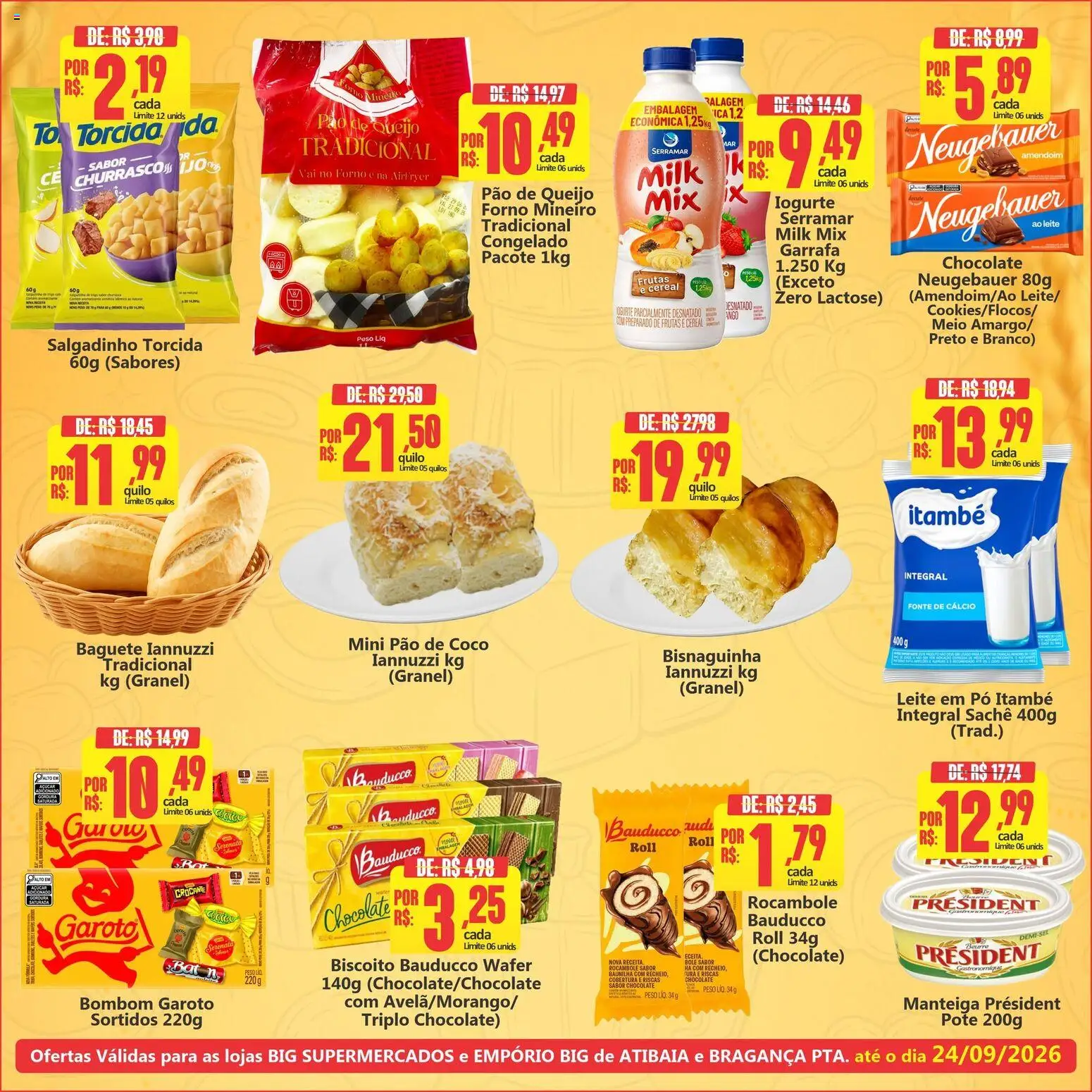 Big Supermercados Folheto - válido de 15/09/2026 | Página: 3 | Produtos: Leite, Manteiga, Neugebauer, Pão de queijo