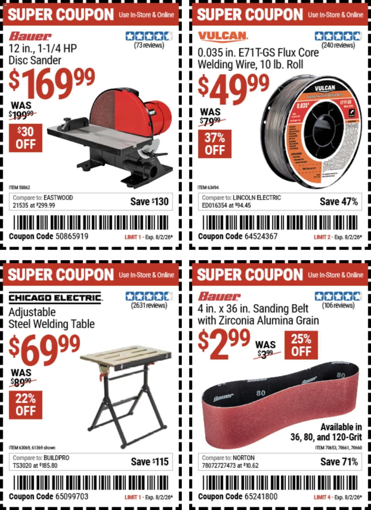 Harbor Freight Weekly Ad - valid from 07/20/2026 | Page: 24 | Products: Sander, Table, Belt