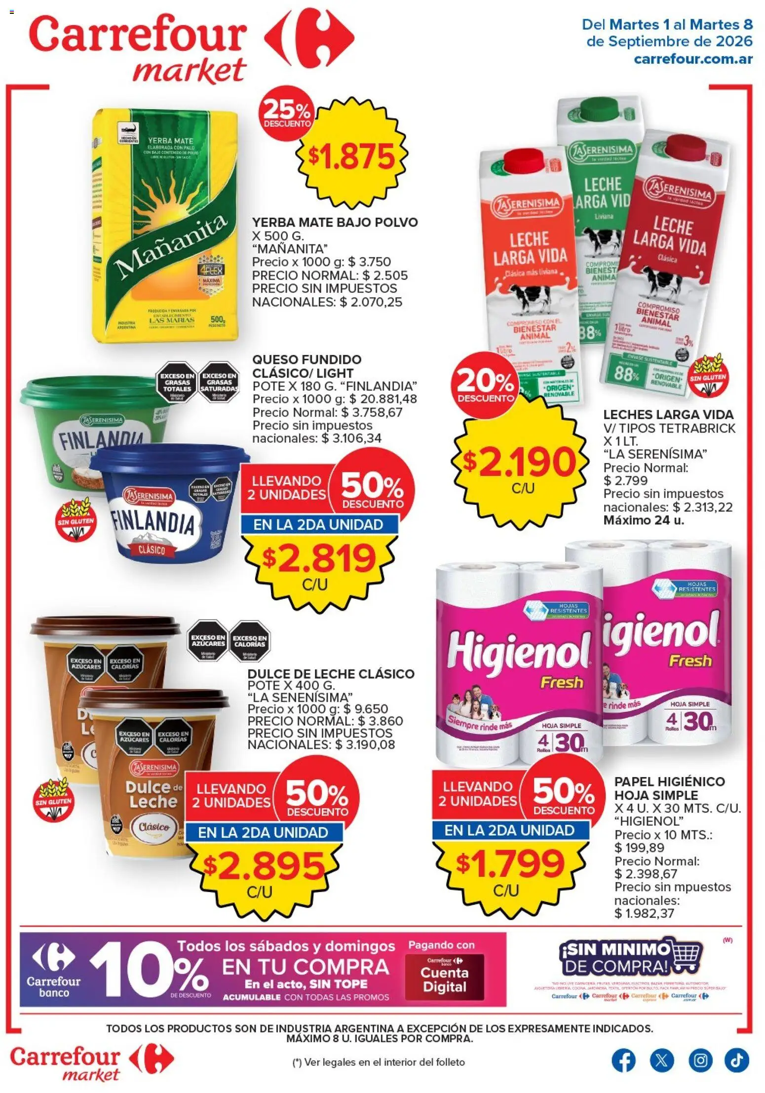 Carrefour Market - Market Corrientes │ válido desde el 01/09/2026 | Página: 1 | Productos: Mate, Polvo, Queso fundido, Queso