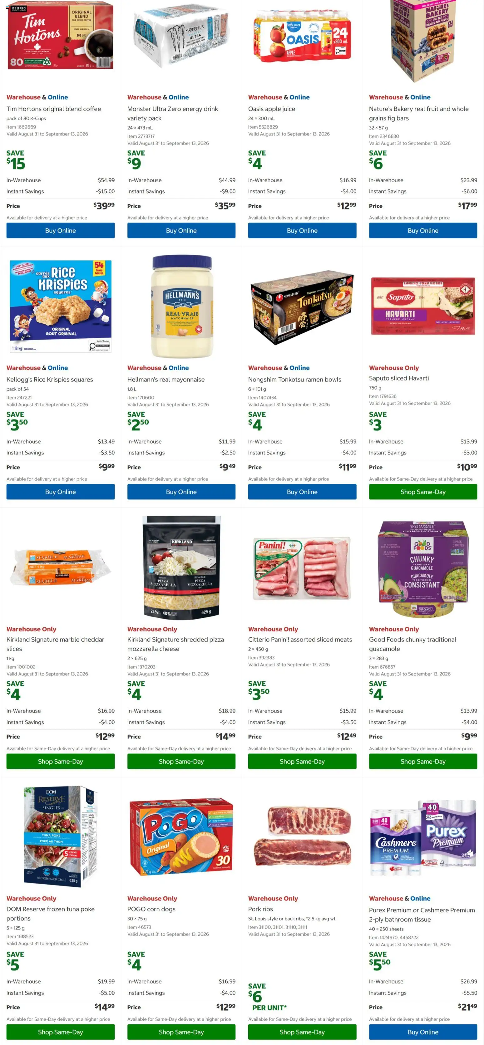 Costco flyer valid from Aug 31, 2026 | Page: 2 | Products: Fruit, Bakery, Pizza, Juice