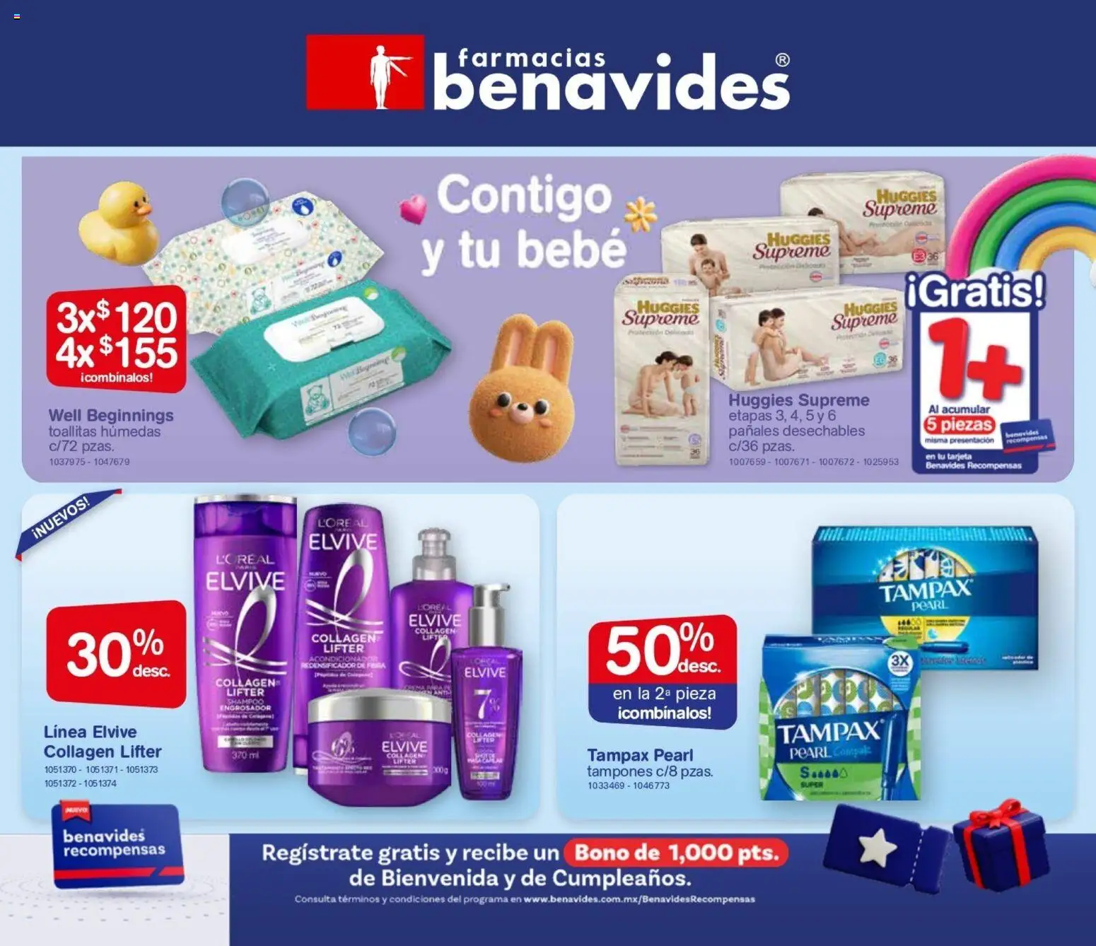 Nuevas ofertas de Farmacia Benavides válidas en toda la República Mexicana desde el 01/01/2026. ¡Encuentra las mejores ofertas en Farmacia Benavides catálogo! | Página: 24 | Productos: Toallitas húmedas, Shampoo, Pañales, Tampones