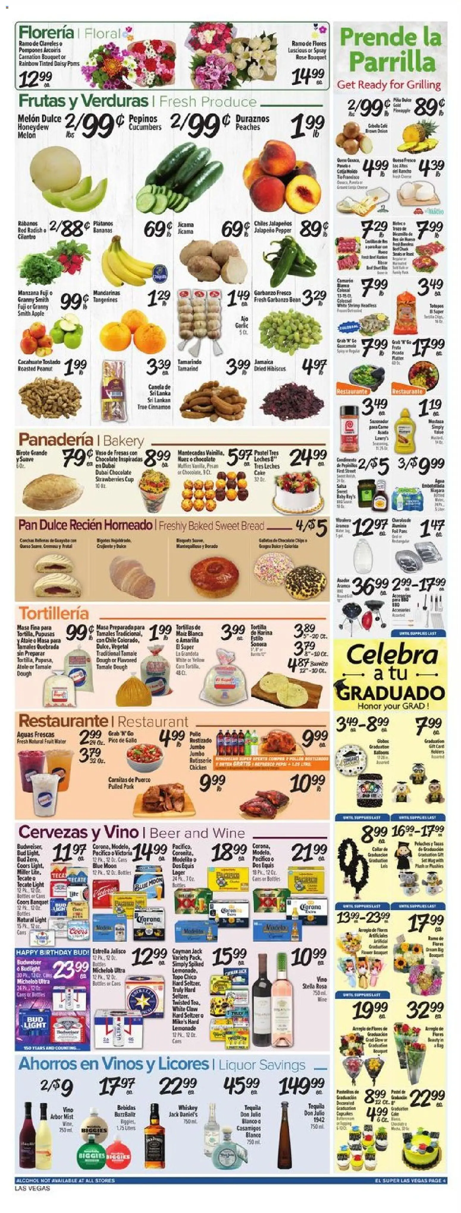 El Super Weekly Ad - NV - valid from 13.05.2026 | Page: 4 | Products: Bakery, Beer, Strawberries, Tangerines