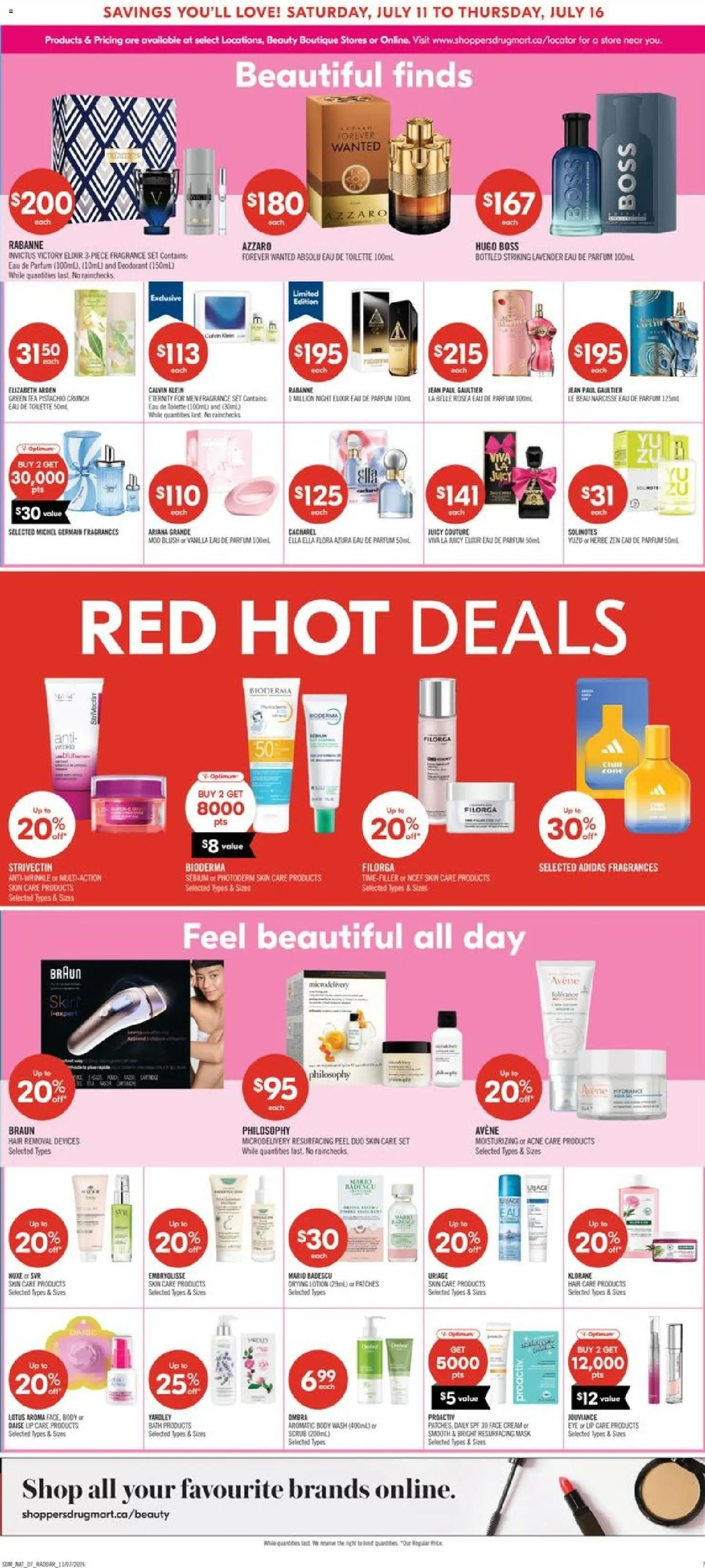 Shoppers flyer valid from Jul 10, 2026 | Page: 9 | Products: Eau de toilette, Blush, Toilette, Bath