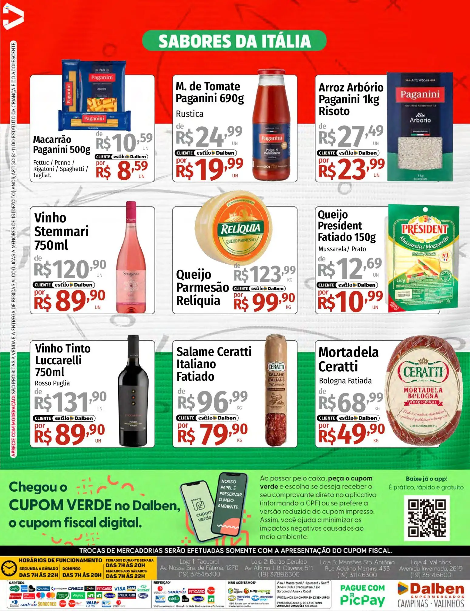 Supermercado Dalben Folheto - válido de 12.06.2026 | Página: 8 | Produtos: Vinho, Parmesão, Macarrão, Queijo parmesão