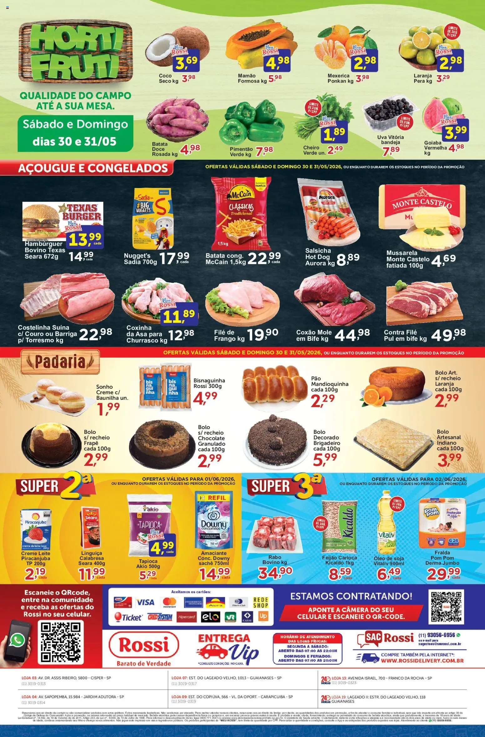 Rossi Supermercados Folheto - válido de 30.05.2026 | Página: 2 | Produtos: Contra filé, Creme, Bebida, Bandeja
