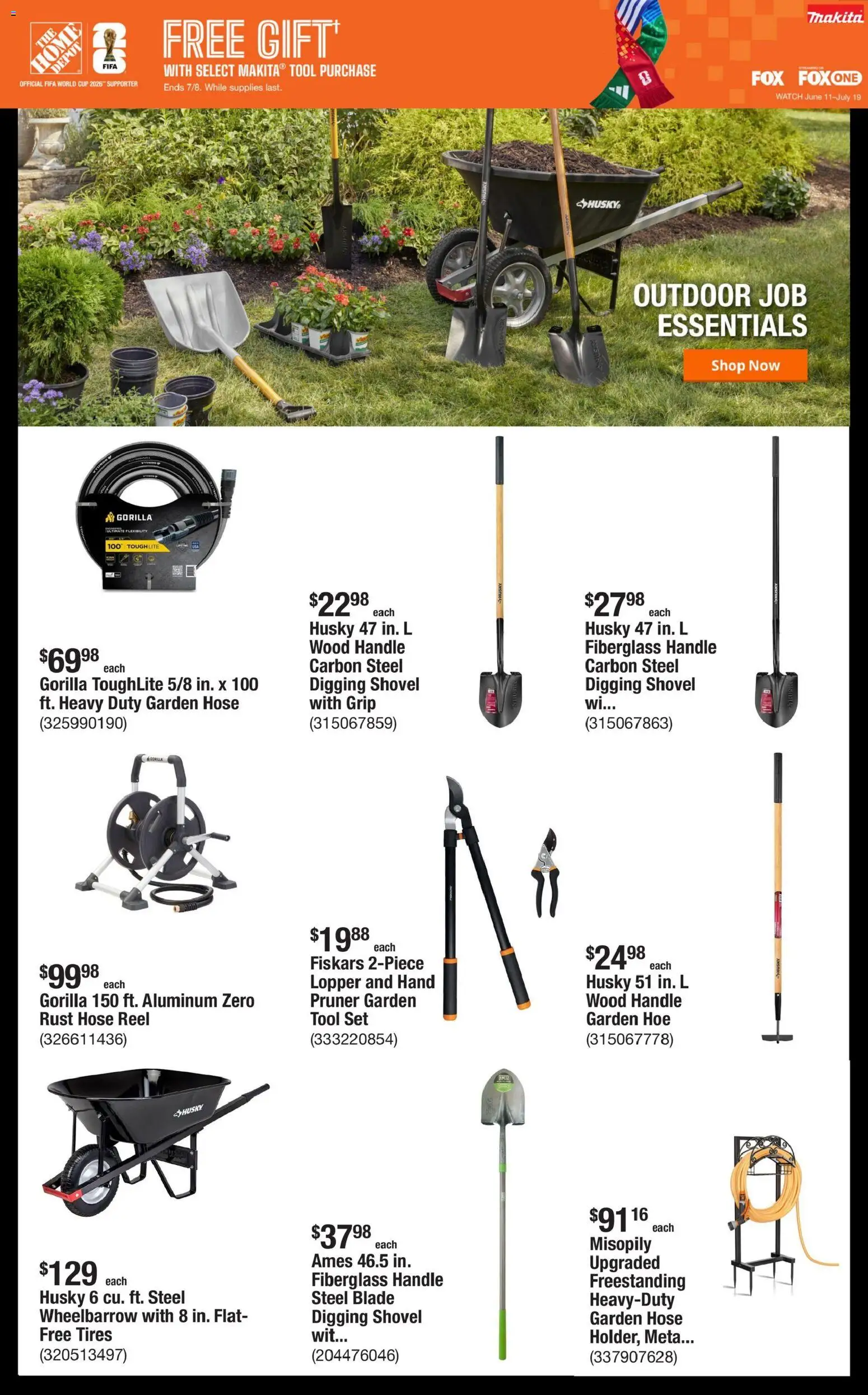 Home Depot Shop Pro Ad - valid from 06/29/2026 | Page: 3 | Products: Pruner, Hoe, Shovel, Watch