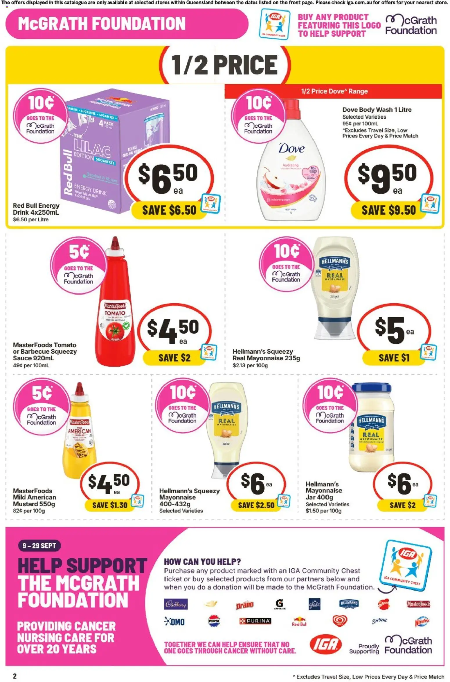 IGA catalogue - valid from 09/09/2026 | Page: 3 | Products: Energy drink, Mustard, Mayonnaise, Red Bull