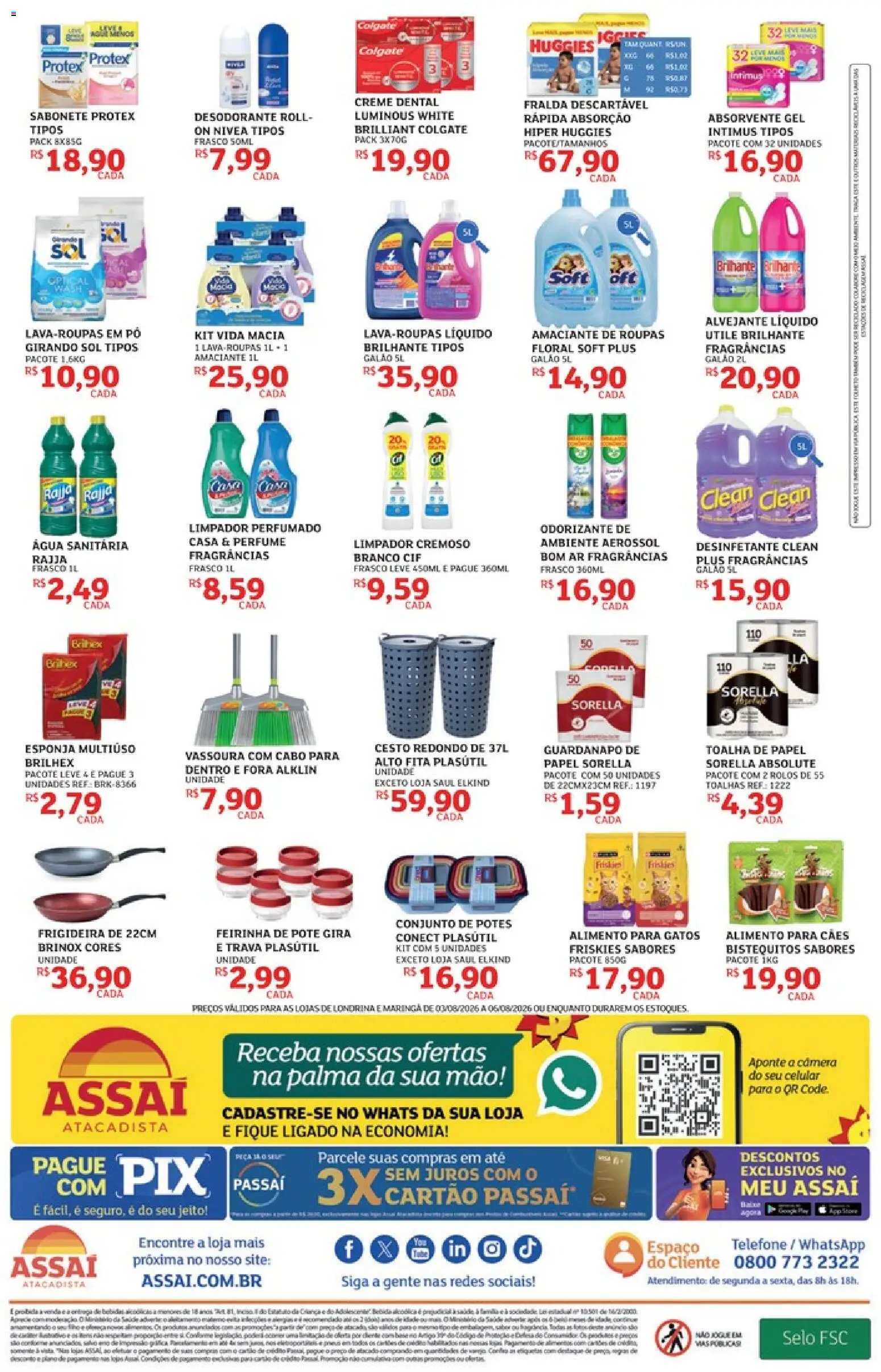 Assaí Atacadista Folheto - válido de 03/08/2026 | Página: 4 | Produtos: Desodorante, Amaciante de roupas, Telefone, Guardanapo