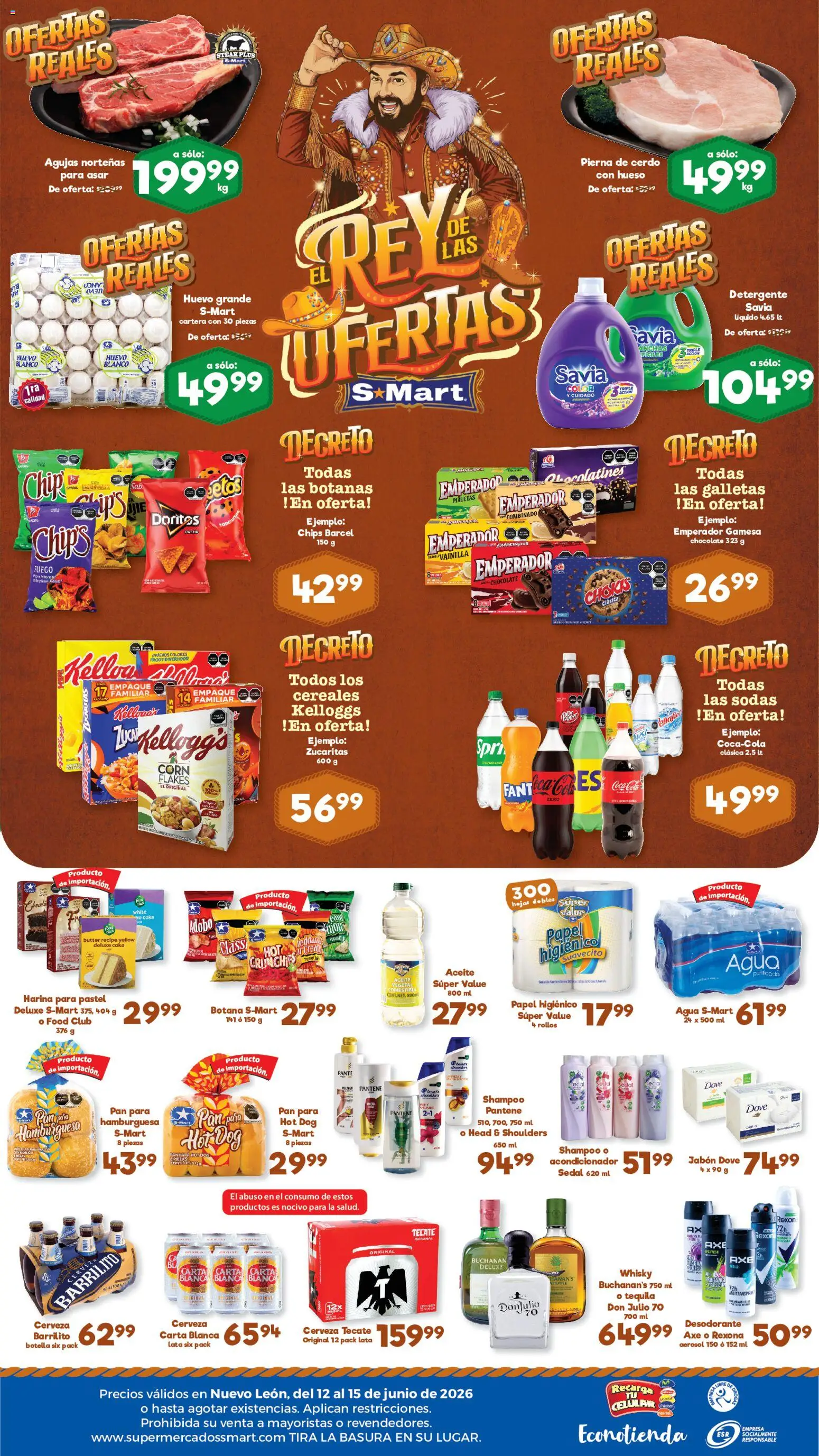 Nuevas ofertas de S-Mart válidas en toda la República Mexicana desde el 12.06.2026. ¡Encuentra las mejores ofertas en S-Mart folleto Monterrey! | Página: 2 | Productos: Detergente, Pasta, Botella, Acondicionador