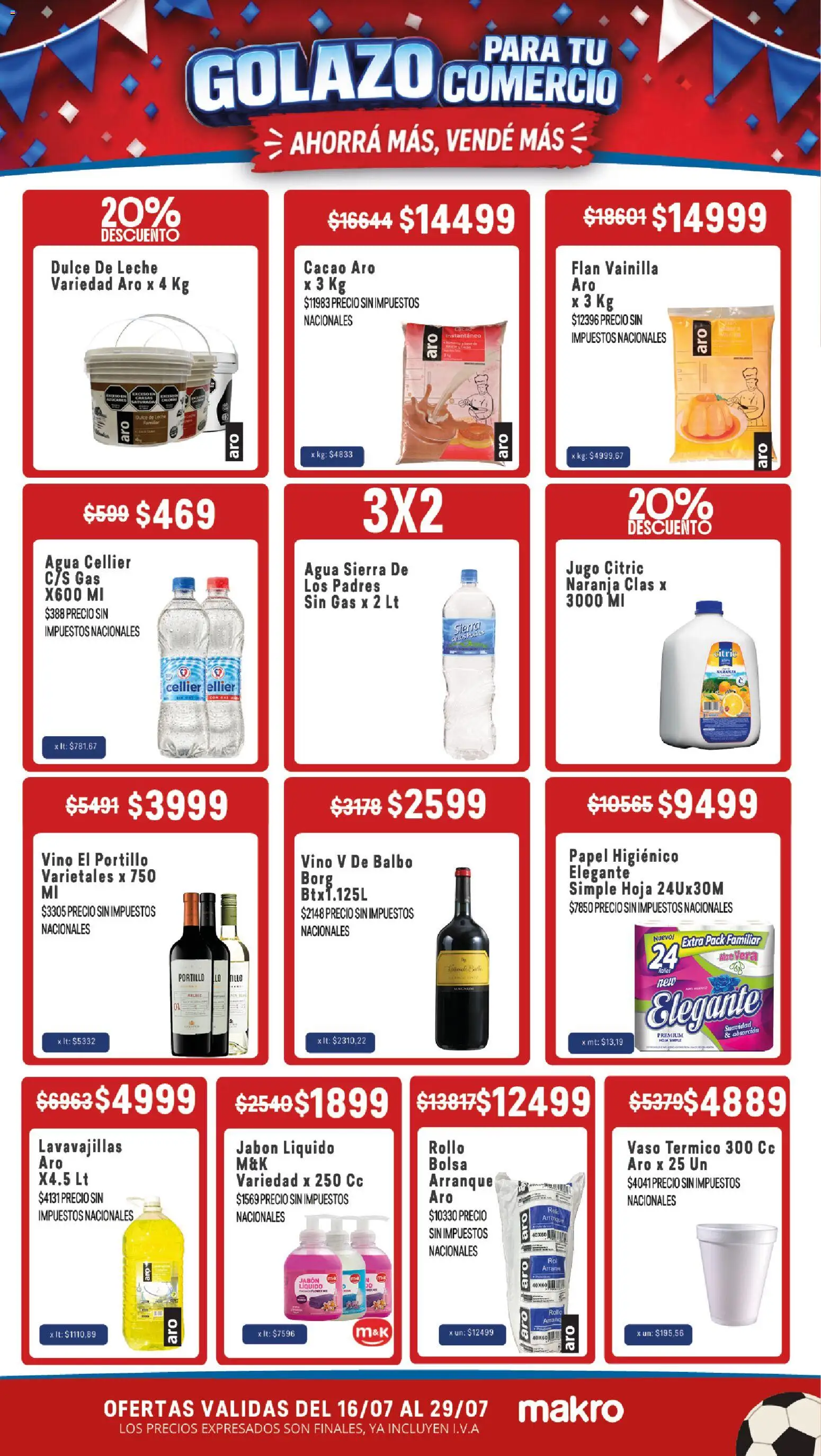 Makro - GOLAZO PARA TU COMERCIO │ válido desde el 16/07/2026 | Página: 4 | Productos: Papel higiénico, Dulce de leche, Leche, Cacao