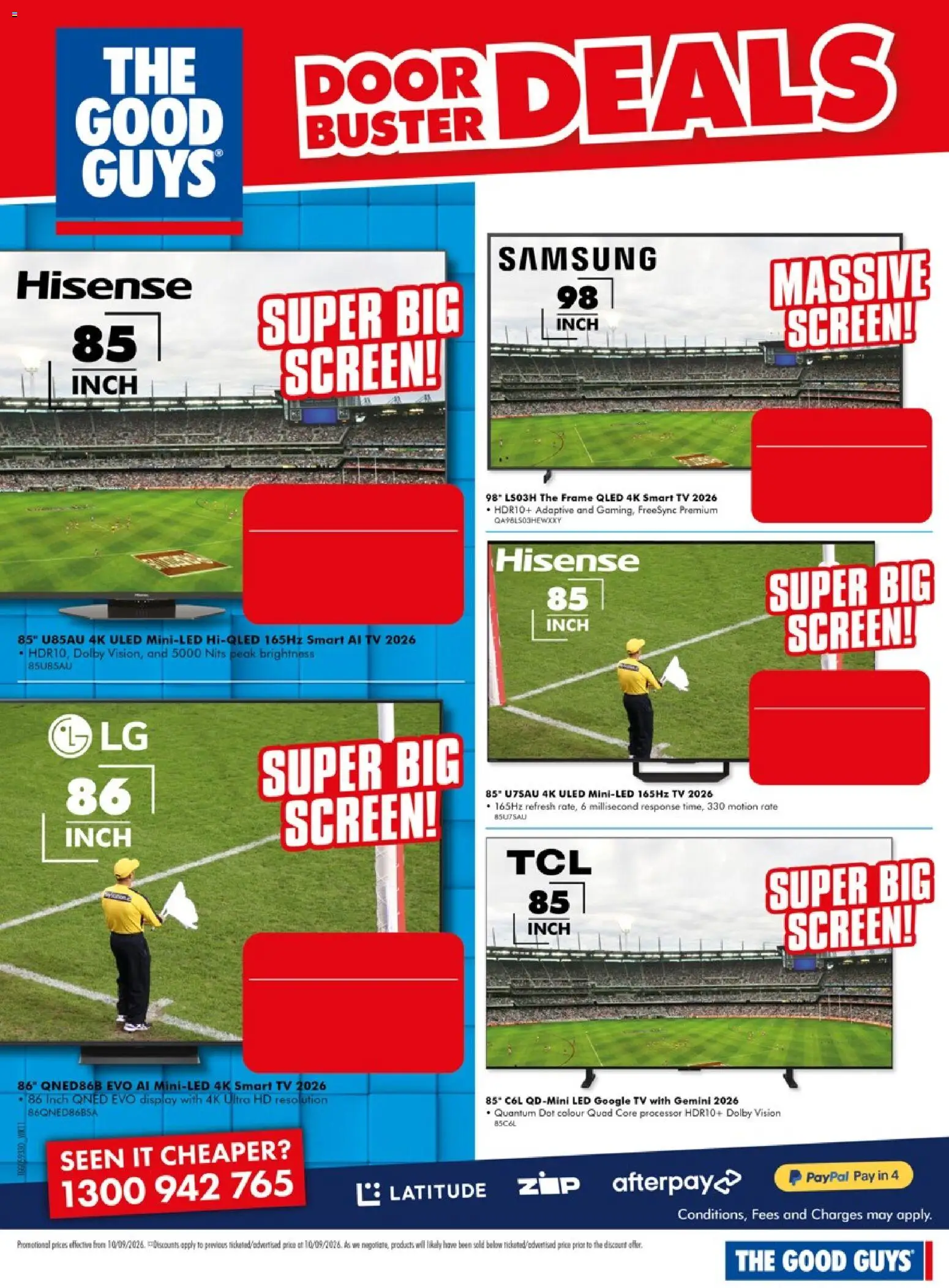 The Good Guys catalogue - valid from 10/09/2026 | Page: 20 | Products: Door, Tv, Smart tv, Screen