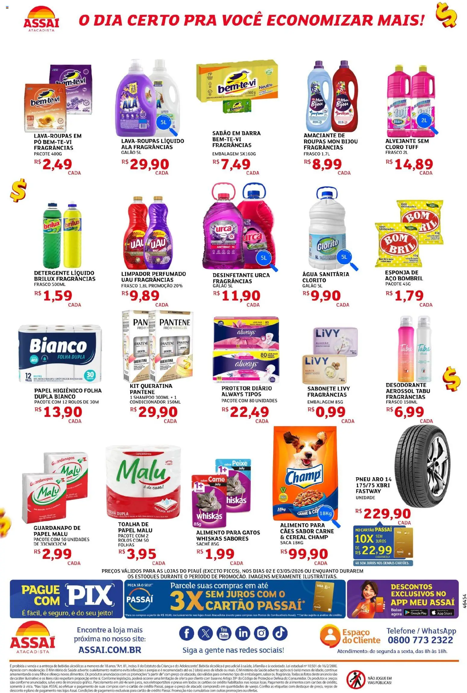 Assaí Atacadista Folheto - válido de 02.05.2026 | Página: 4 | Produtos: Sabão, Flores, Sabonete, Telefone
