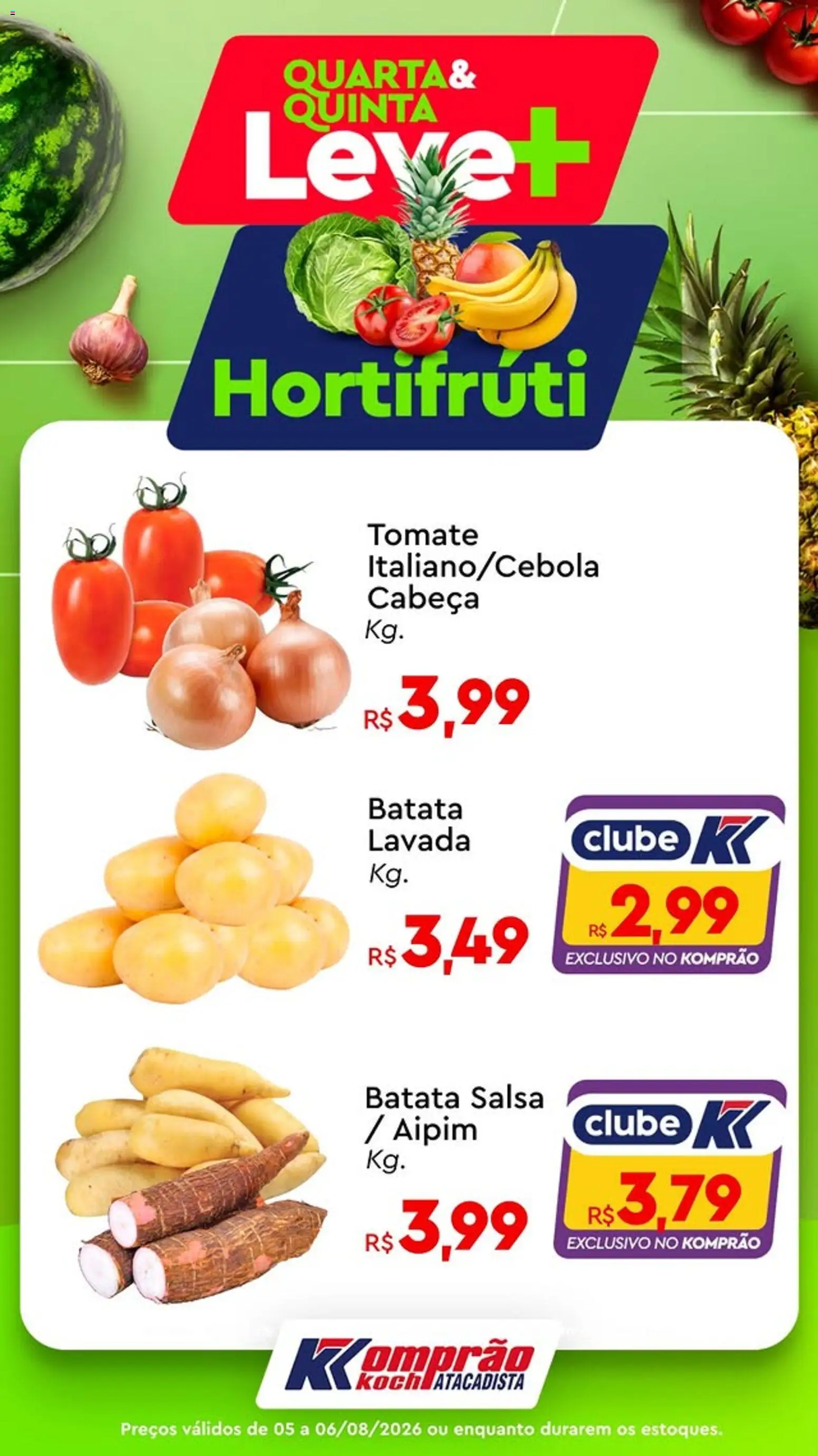 Komprao Atacadista Folheto - válido de 05/08/2026 | Página: 2 | Produtos: Aipim, Tomate, Salsa, Batata