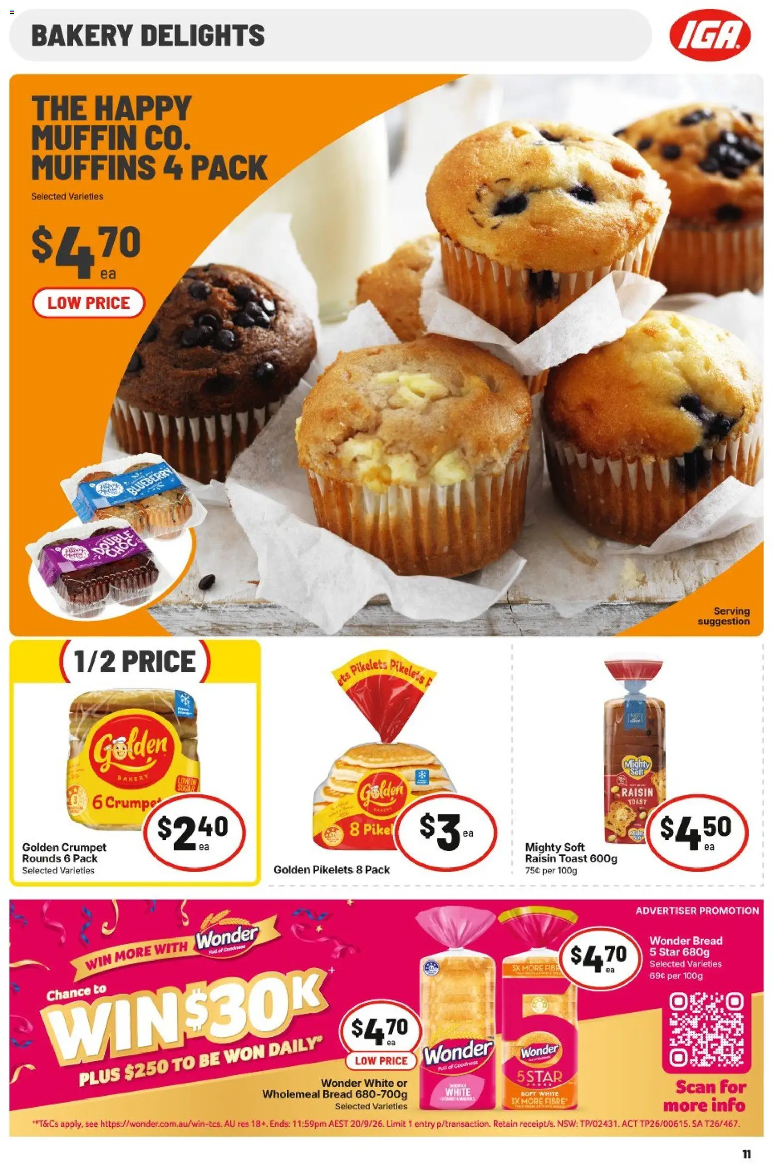 IGA catalogue - valid from 15/07/2026 | Page: 12 | Products: Bread, Muffins, Bakery