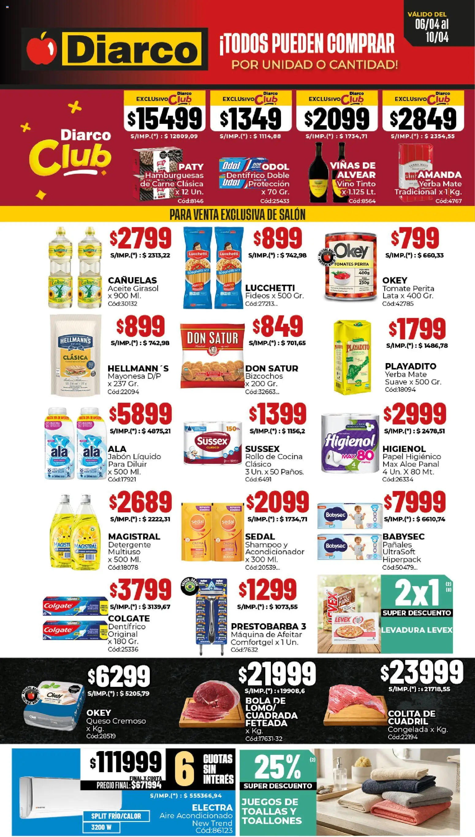 Diarco ofertas │ válido desde el 06/04/2026 | Página: 1 | Productos: Levadura, Jabón, Tomate, Pañales