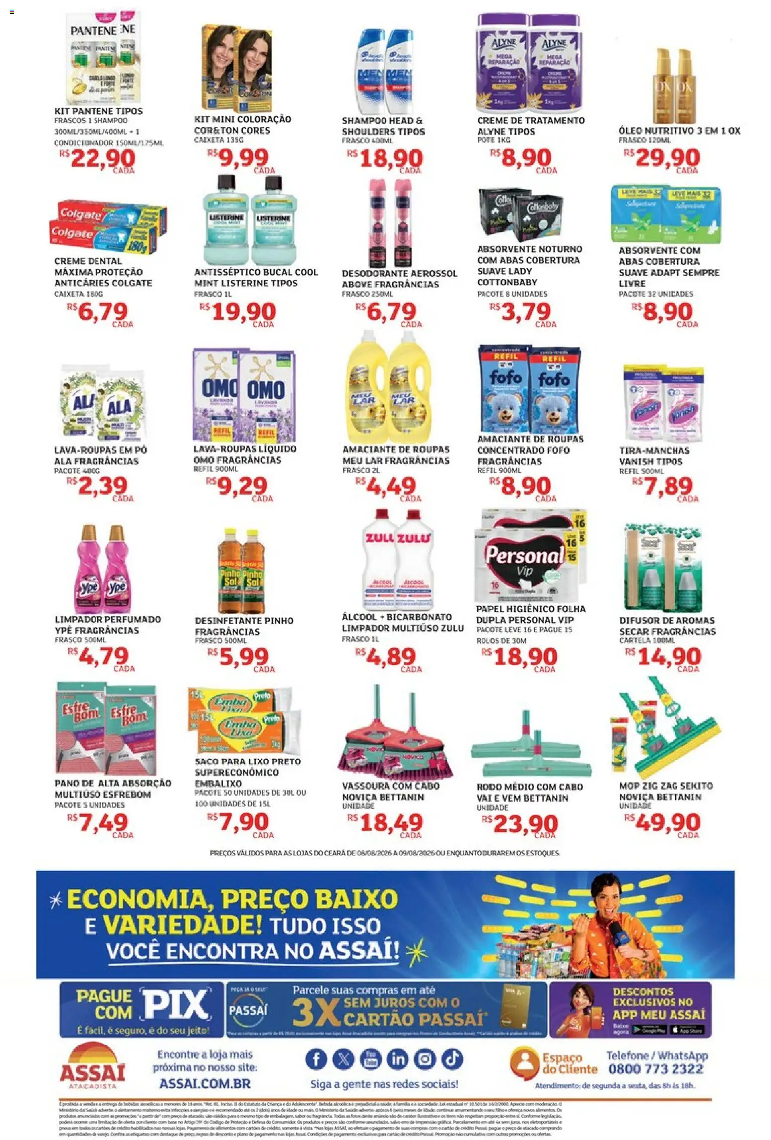 Assaí Atacadista Folheto - válido de 08/08/2026 | Página: 4 | Produtos: Amaciante de roupas, Vanish, Sempre Livre, Absorvente