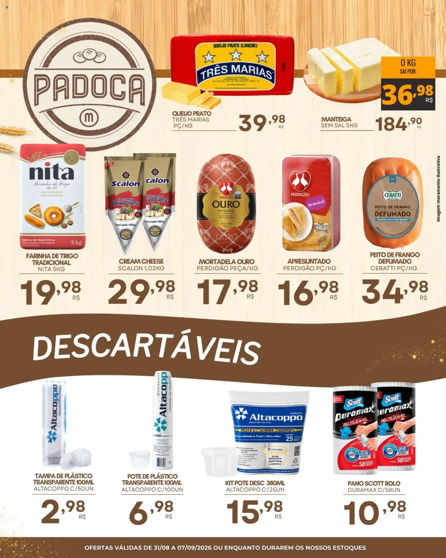 Mercadão Atacadista Folheto - válido de 31/08/2026 | Página: 3 | Produtos: Rolo, Queijo, Mortadela, Cream cheese
