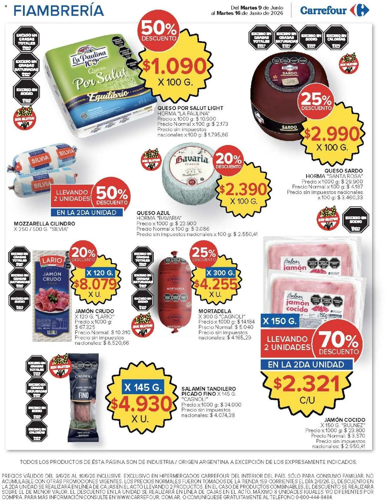 Carrefour ofertas │ válido desde el 09.06.2026 | Página: 15 | Productos: Teléfono, Jamón cocido, Jamón crudo, Queso