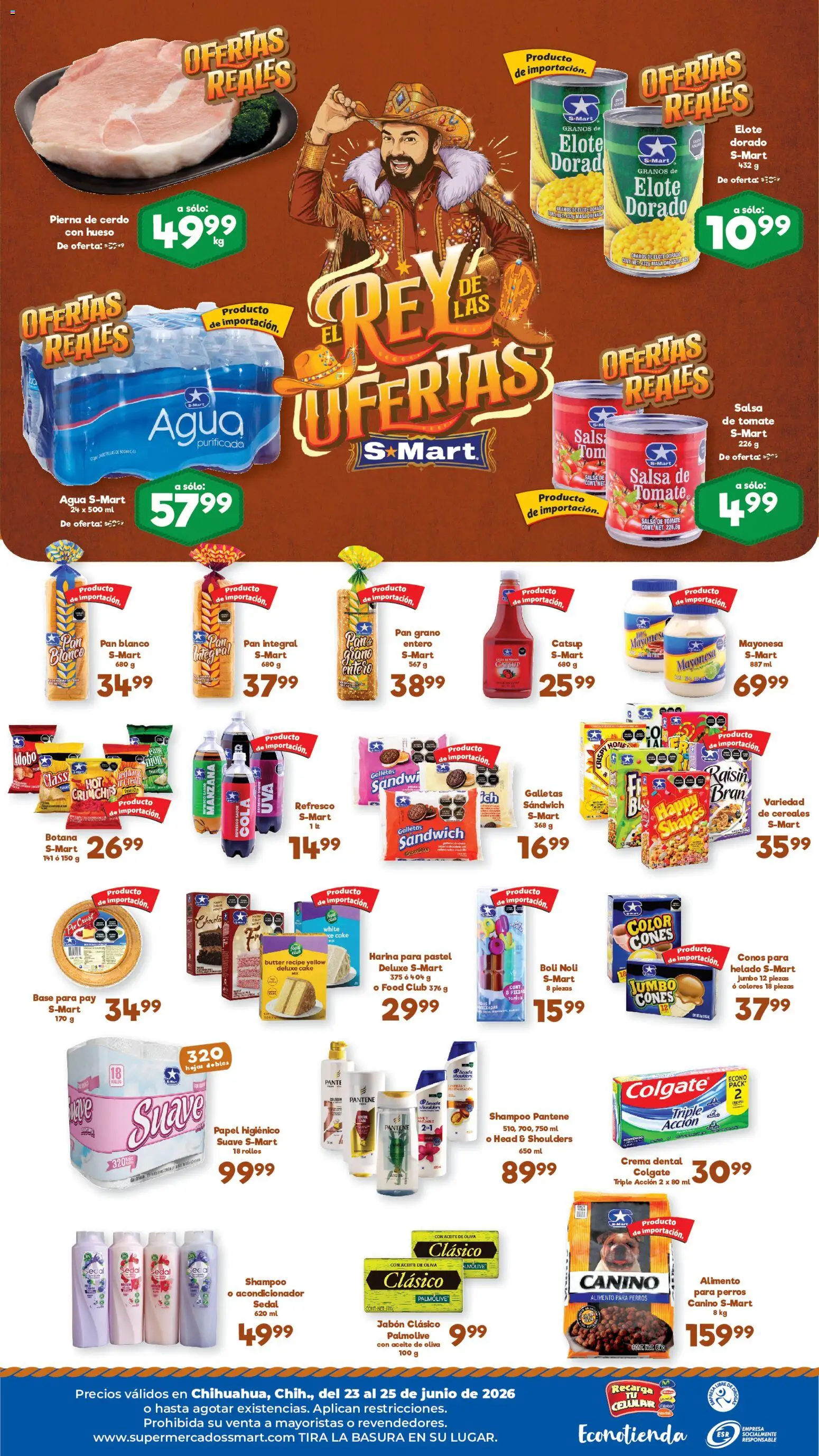 Nuevas ofertas de S-Mart válidas en toda la República Mexicana desde el 23/06/2026. ¡Encuentra las mejores ofertas en S-Mart folleto Chihuahua! | Página: 2 | Productos: Aceite de oliva, Aceite, Pastel, Cerdo