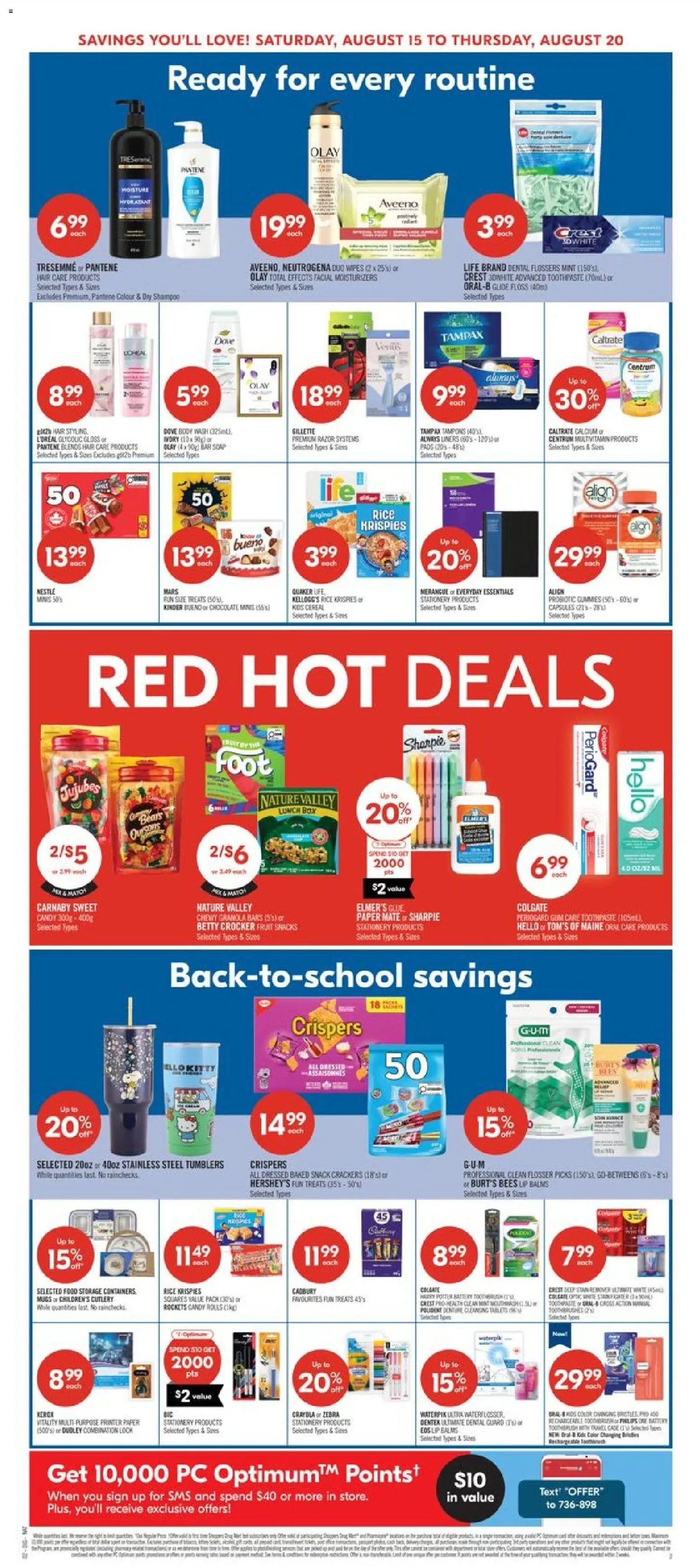 Shoppers flyer valid from Aug 14, 2026 | Page: 6 | Products: Shampoo, Tampons, Food, Capsules