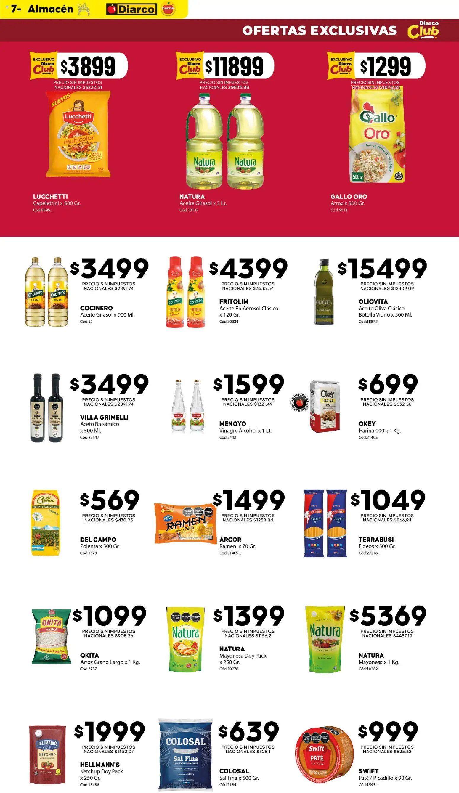 Diarco - Ofertas Diarco Barrio │ válido desde el 24/08/2026 | Página: 7 | Productos: Harina, Sal, Oliva, Alcohol