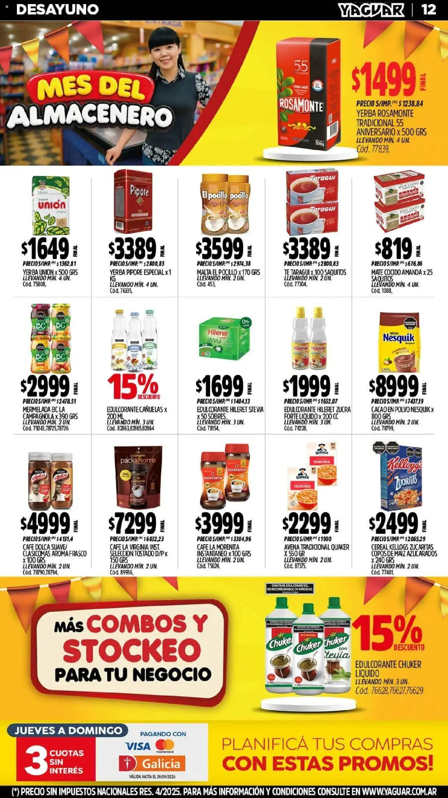 Yaguar - Oferta Semanal Trelew │ válido desde el 21/09/2026 | Página: 12 | Productos: Copos, Yerba, Polvo, Mermelada