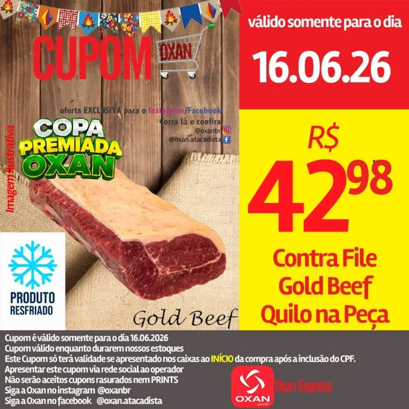 Oxan Atacadista Folheto - válido de 16.06.2026 | Página: 1 | Produtos: Contra filé, Copa