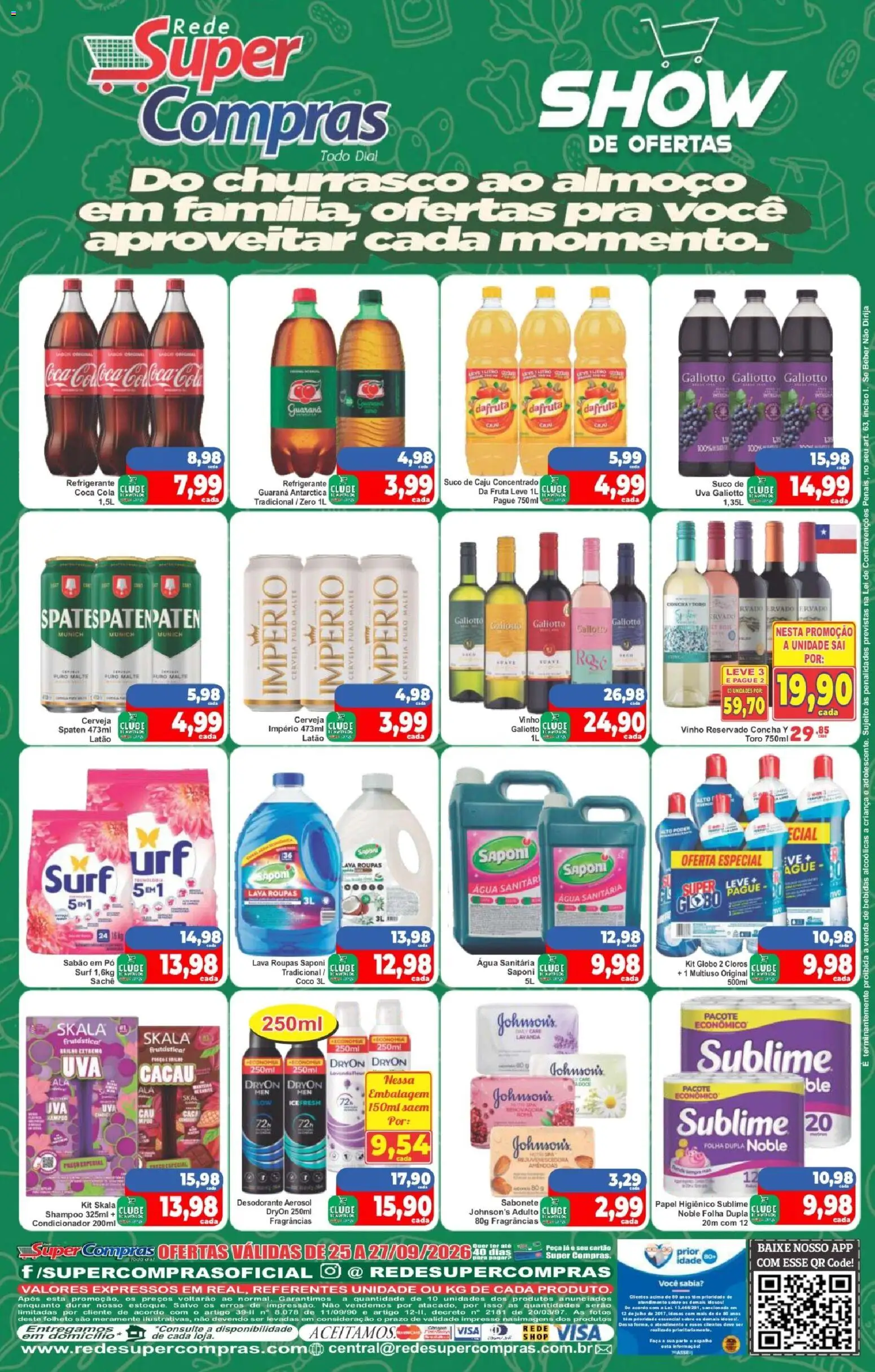 Rede Super Compras Folheto - válido de 25/09/2026 | Página: 2 | Produtos: Pó, Desodorante, Suco, Água
