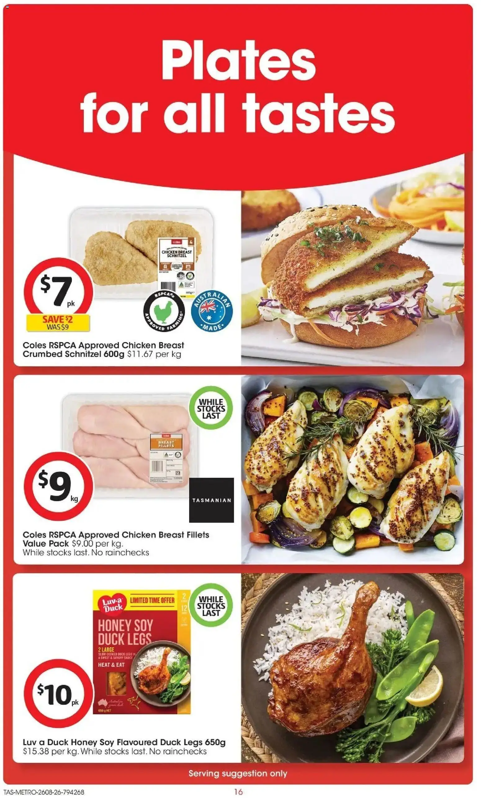 Coles catalogue - valid from 26/08/2026 | Page: 16 | Products: Duck, Duck legs, Honey, Sauce