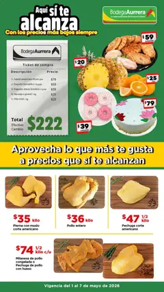 Vista previa de Bodega Aurrerá folleto Con los precios más bajos siempre, nuevo folleto de la tienda, válido en México a partir del 01.05.2026