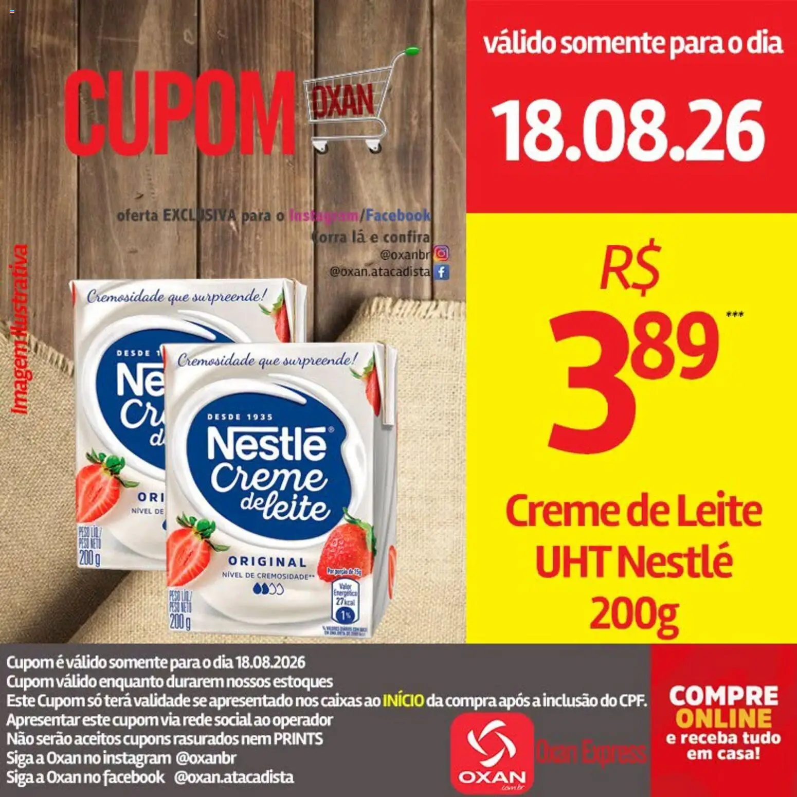 Oxan Atacadista Folheto - válido de 18/08/2026 | Página: 14 | Produtos: Leite, Creme, Creme de leite