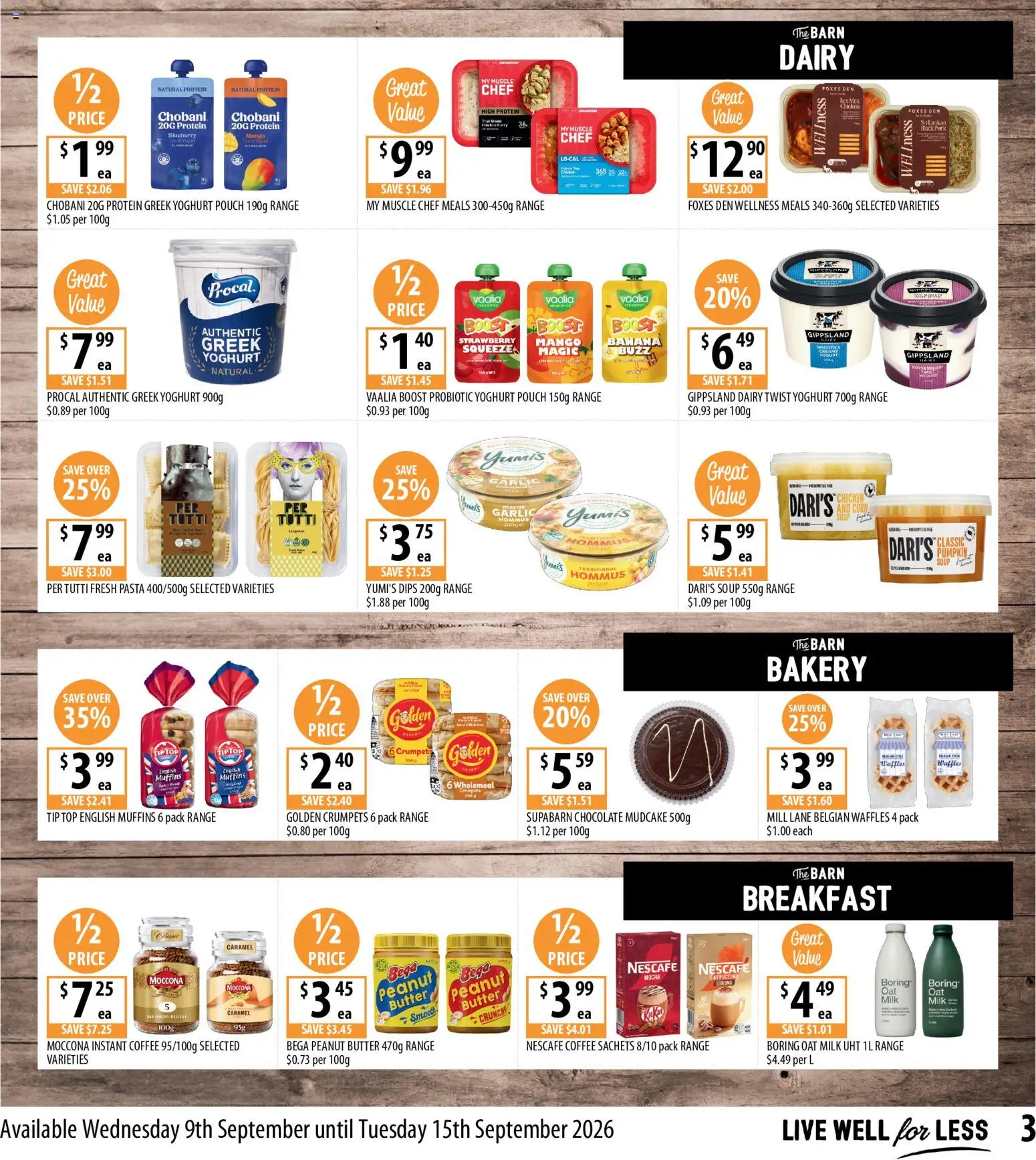 Supabarn catalogue - valid from 09/09/2026 | Page: 3 | Products: Muffins, Cappuccino, Peanut butter, Mango
