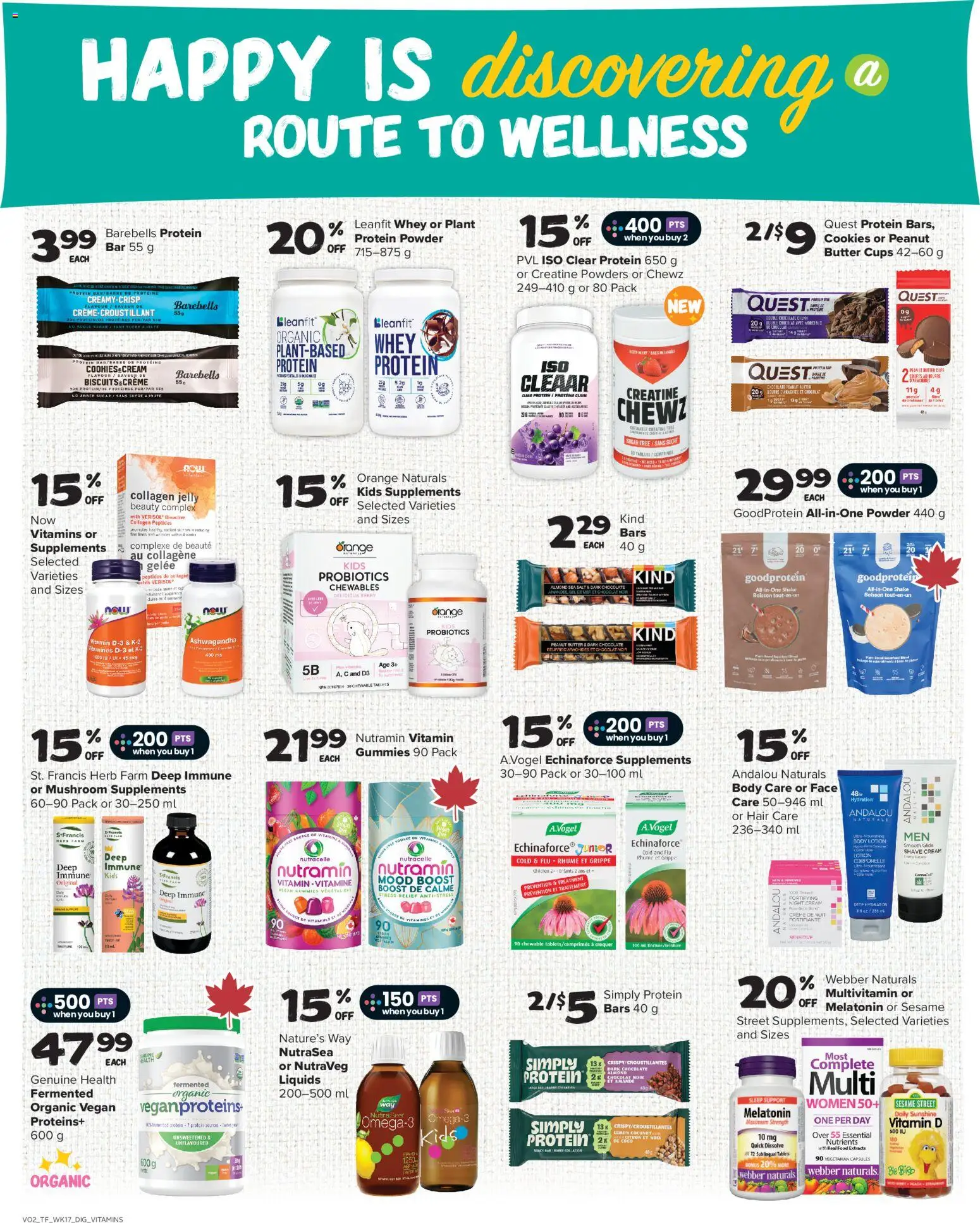 Thrifty Foods flyer valid from Aug 20, 2026 | Page: 16 | Products: Protein powder, Cookies, Multivitamin, Biscuits