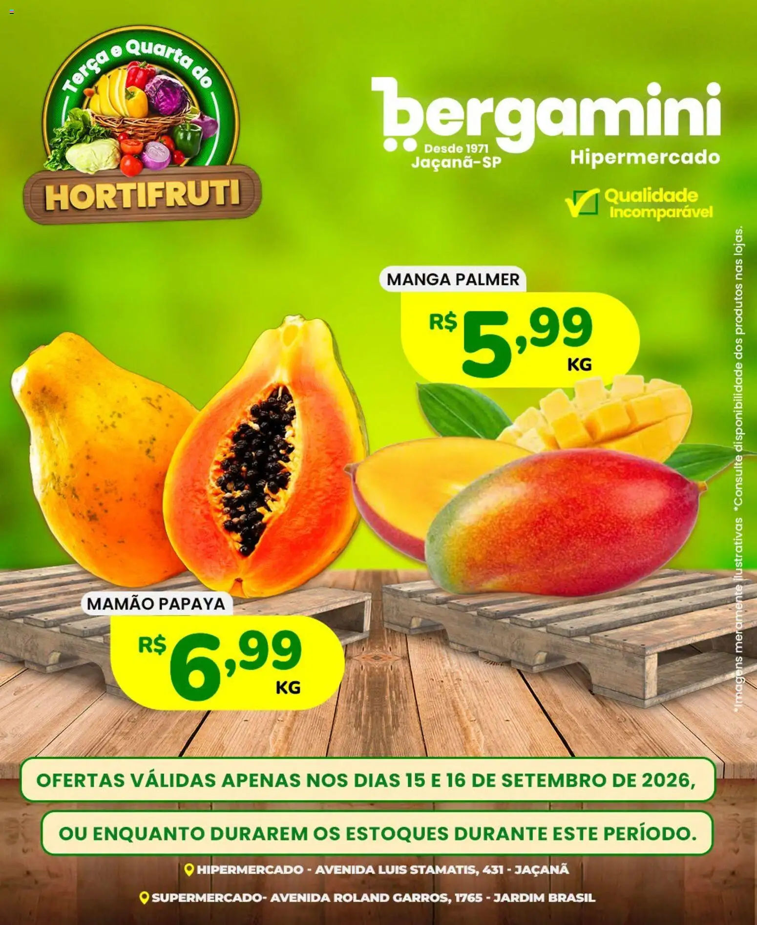Supermercado Bergamini Folheto - válido de 15/09/2026 | Página: 6 | Produtos: Manga, Mamão