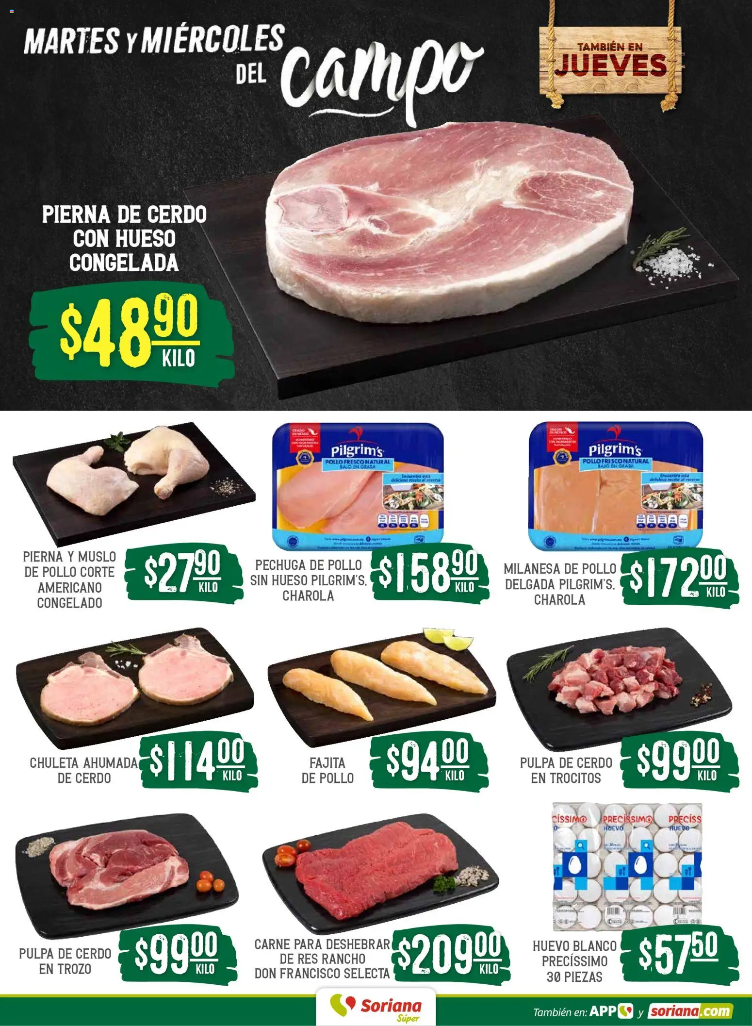Nuevas ofertas de Soriana válidas en toda la República Mexicana desde el 05.05.2026. ¡Encuentra las mejores ofertas en Soriana Martes y Miércoles del Campo Súper: Juárez! | Página: 4 | Productos: Milanesa, Huevo, Cerdo, Res