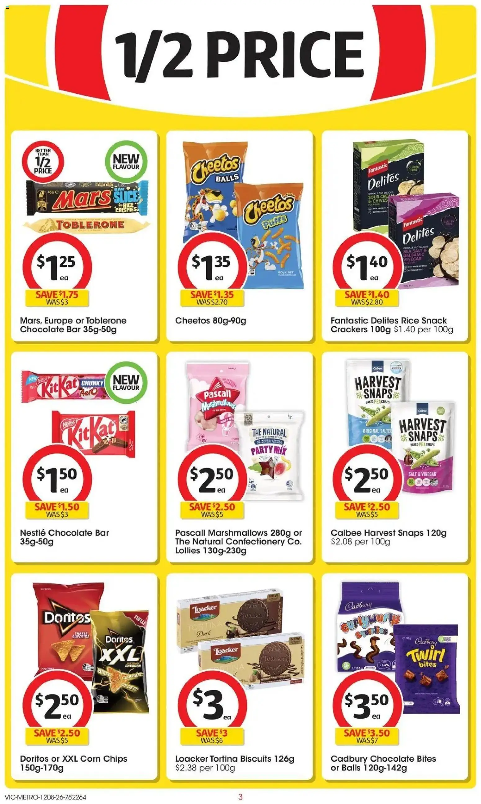 ﻿Coles catalogue valid from 12/08/2026 > Online Australia | Page: 3 | Products: Confectionery, Curly, Cheddar, Crisps