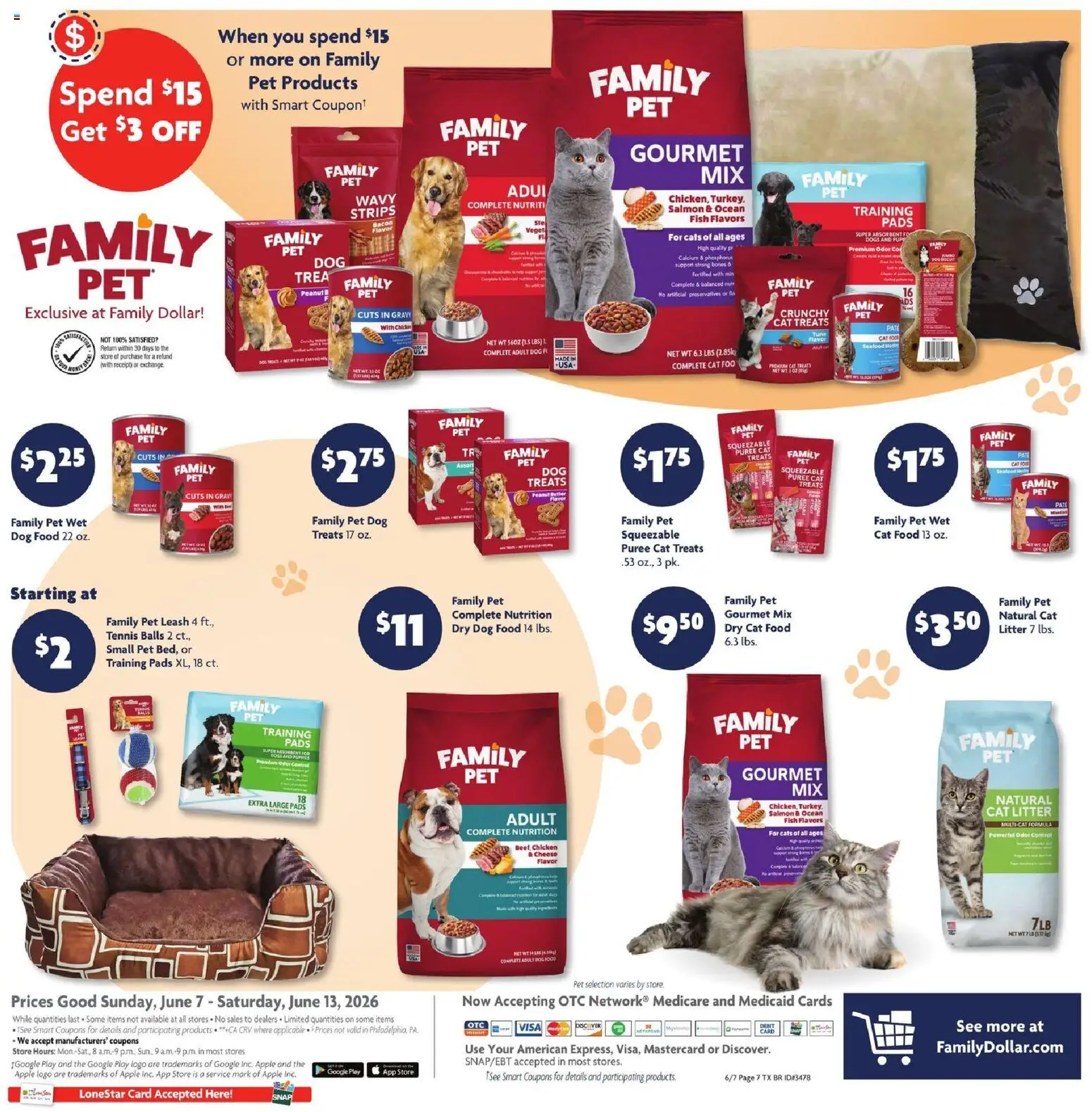 Family Dollar Weekly Ad - valid from 07.06.2026 | Page: 11 | Products: Butter, Cheese, Fish, Pads